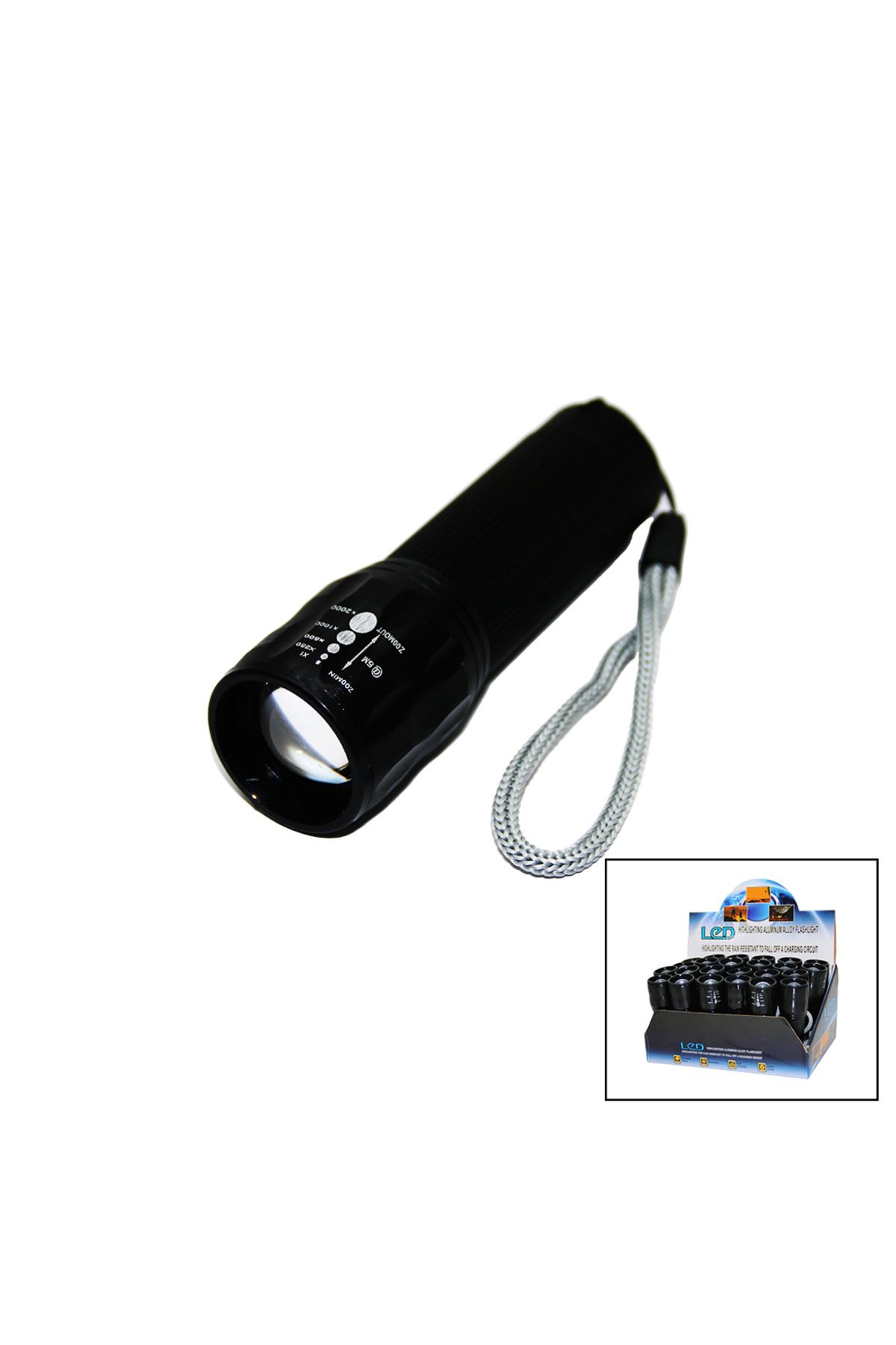 Narnuga LED GOLD ORION HIGHLIGHTING ALUMİNUM FLASHLİGHT PİLLİ ZOOMLU EL FENERİ METAL KA - MCT5190-3113