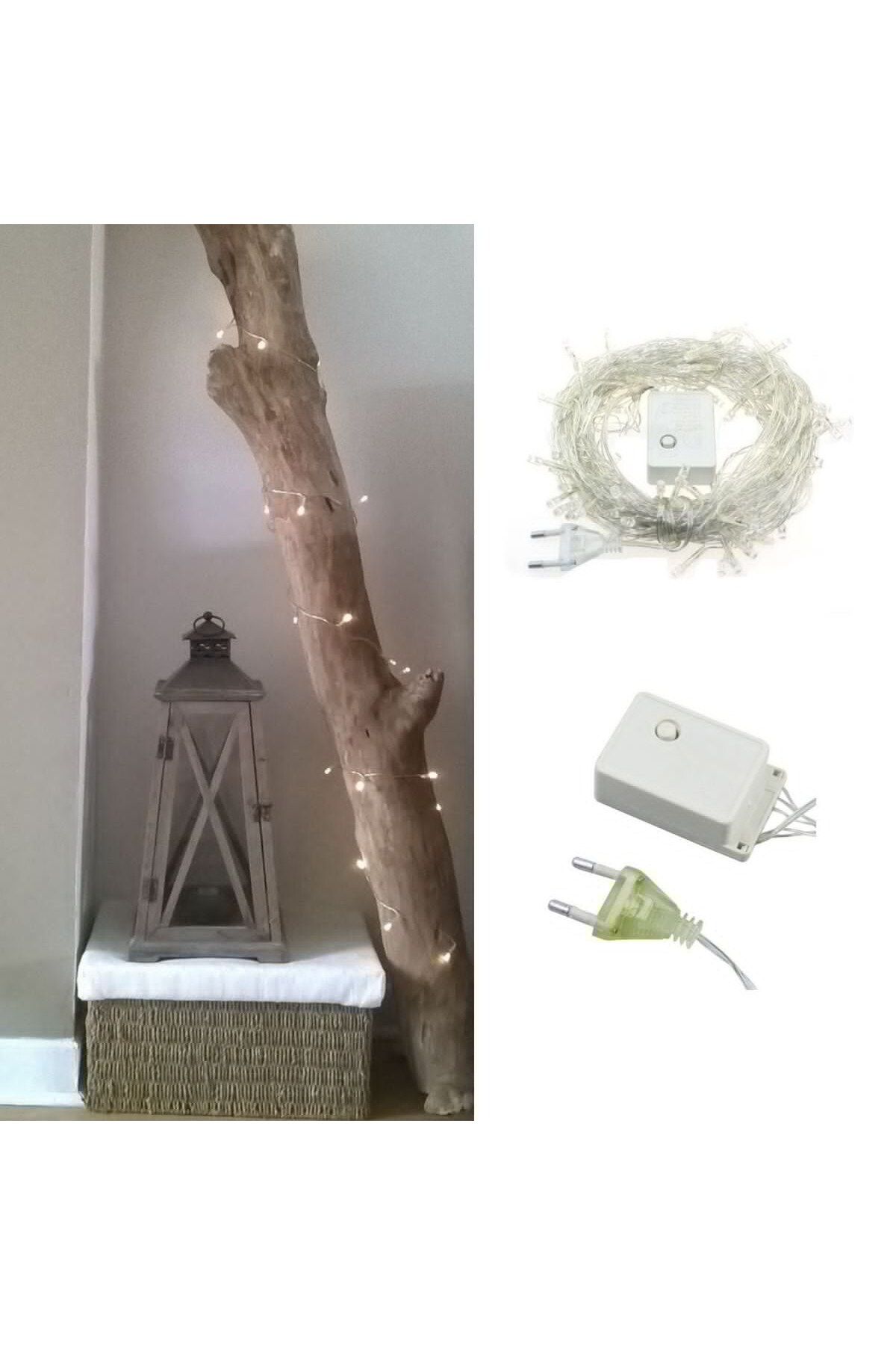 BYR Fırsat Byr 100 Ledli 8 Fonksiyonlu 10 Metre Led Aydınlatma Dekor Lambası (Beyaz) (4172) Yeni