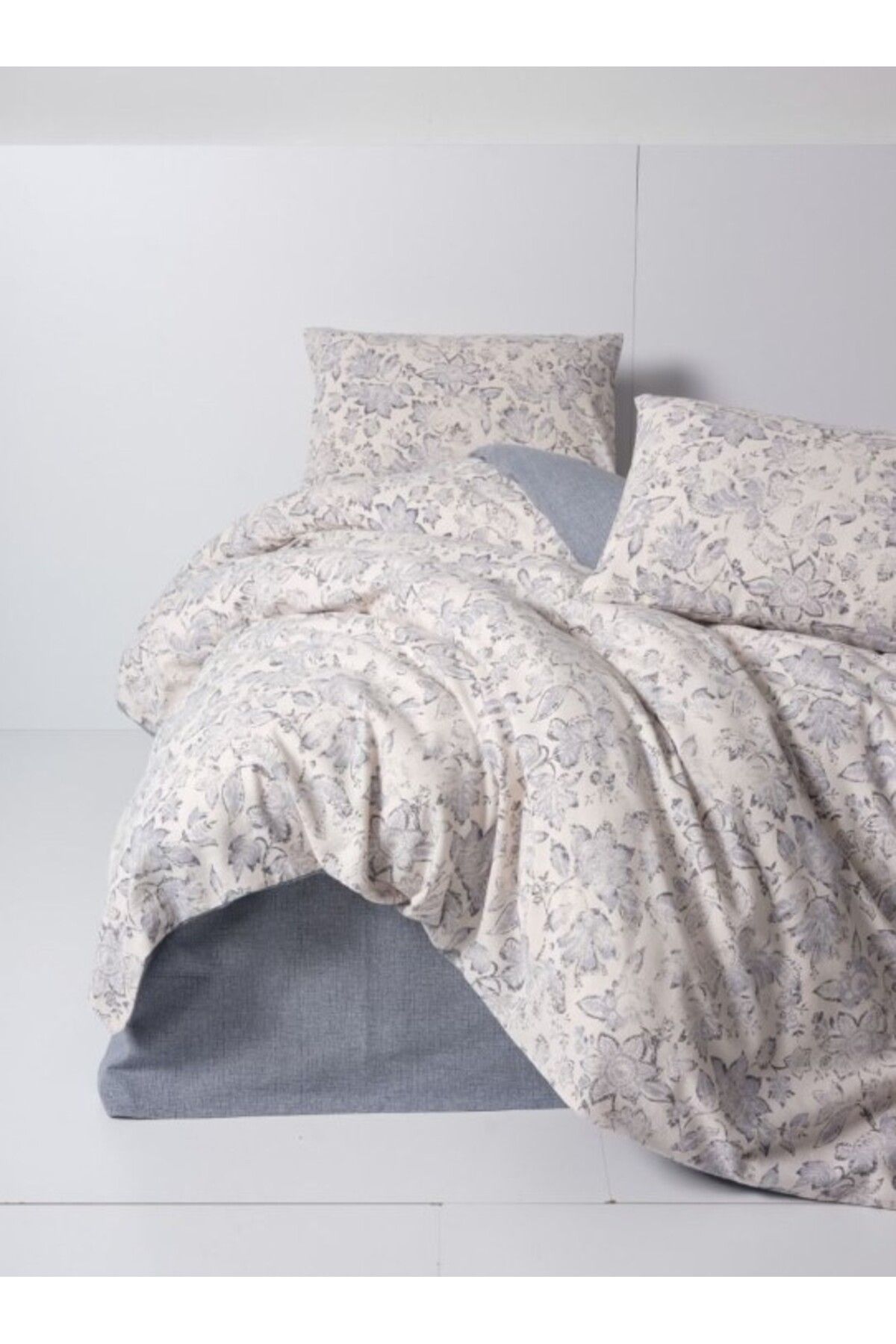 mikudesign Flanel Nevresim Takımı Çift Kişilik Ruby Antrasit
