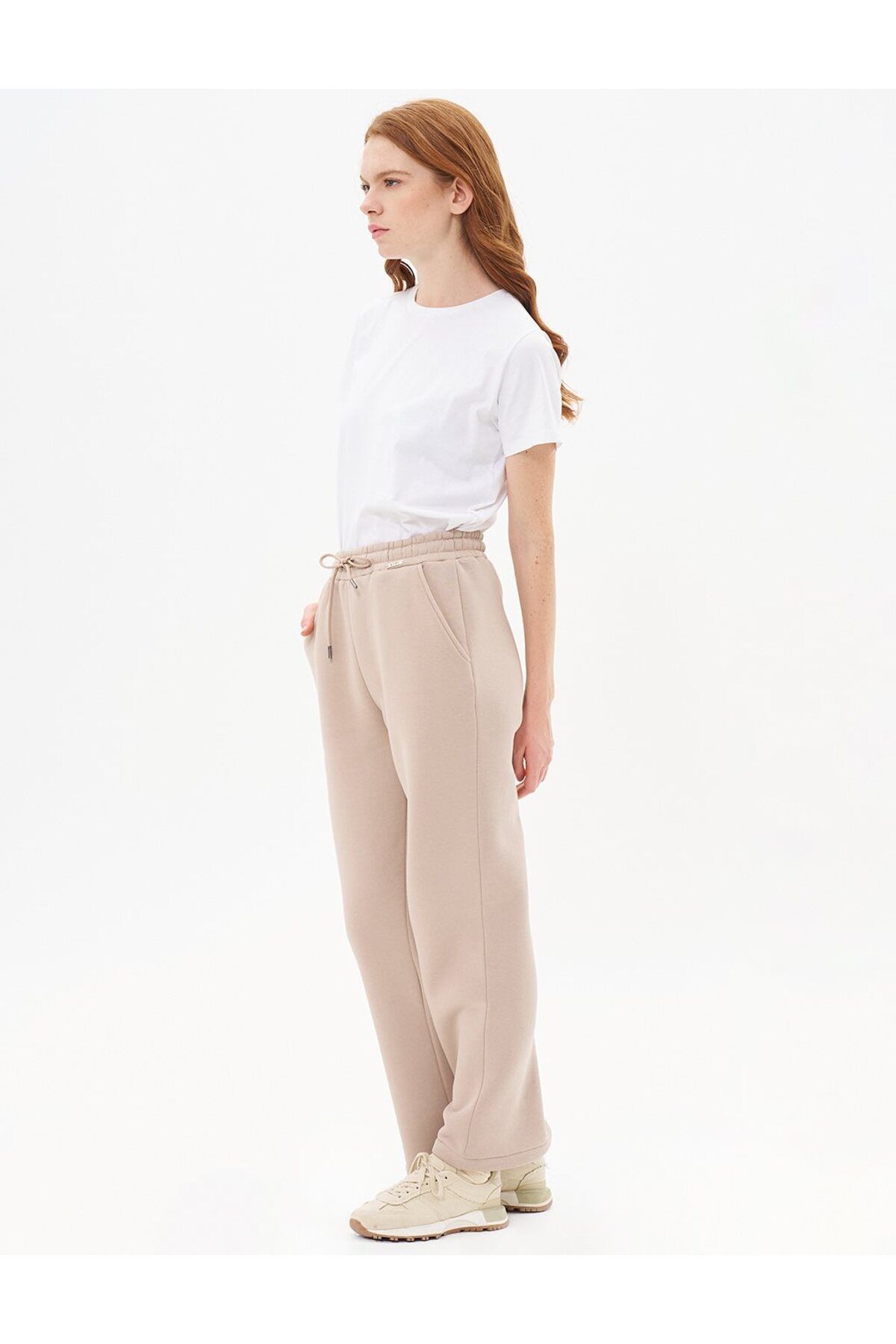 Kayra-Stone Color 3 Thread Trousers with Elastic Waist 5