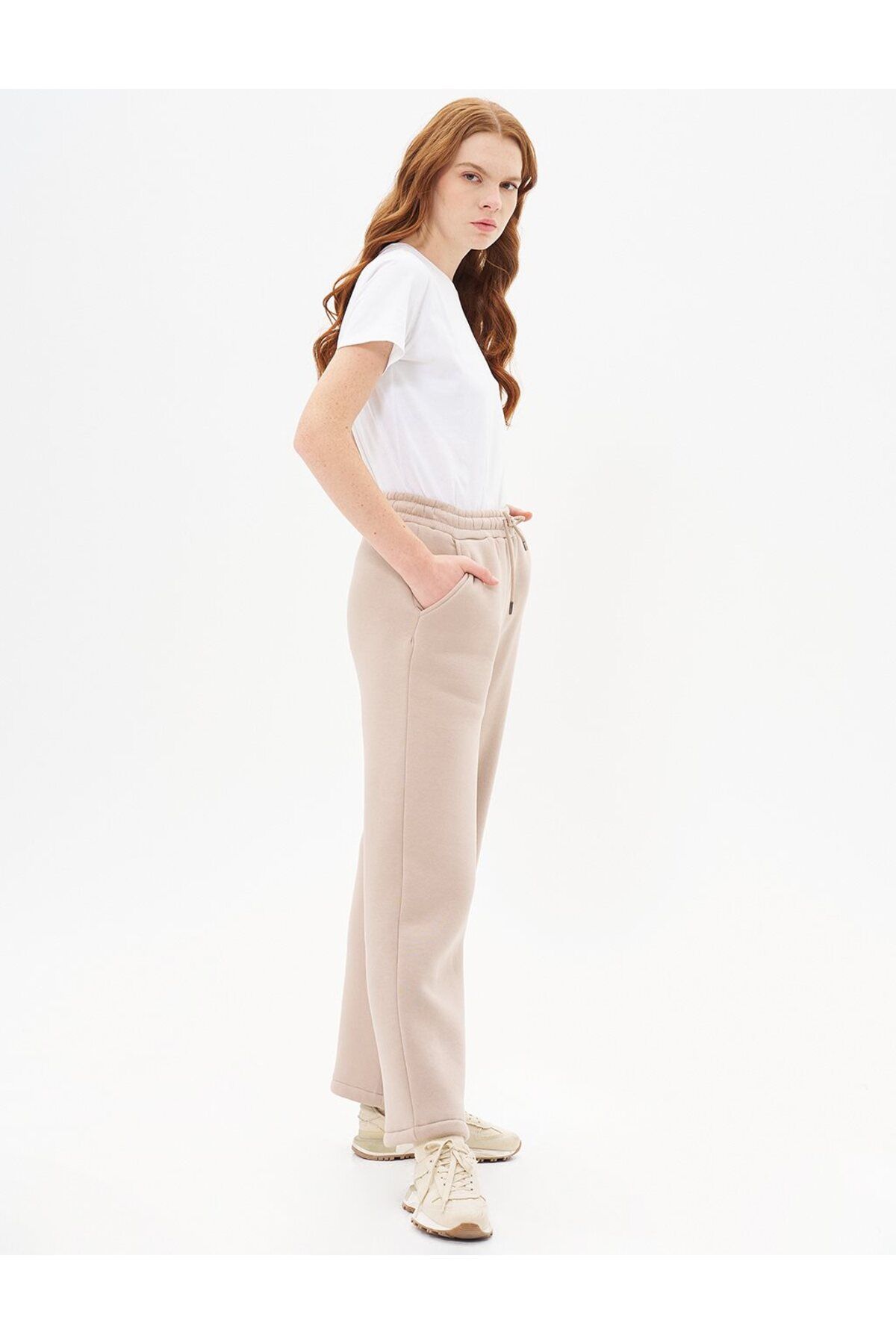 Kayra-Stone Color 3 Thread Trousers with Elastic Waist 3