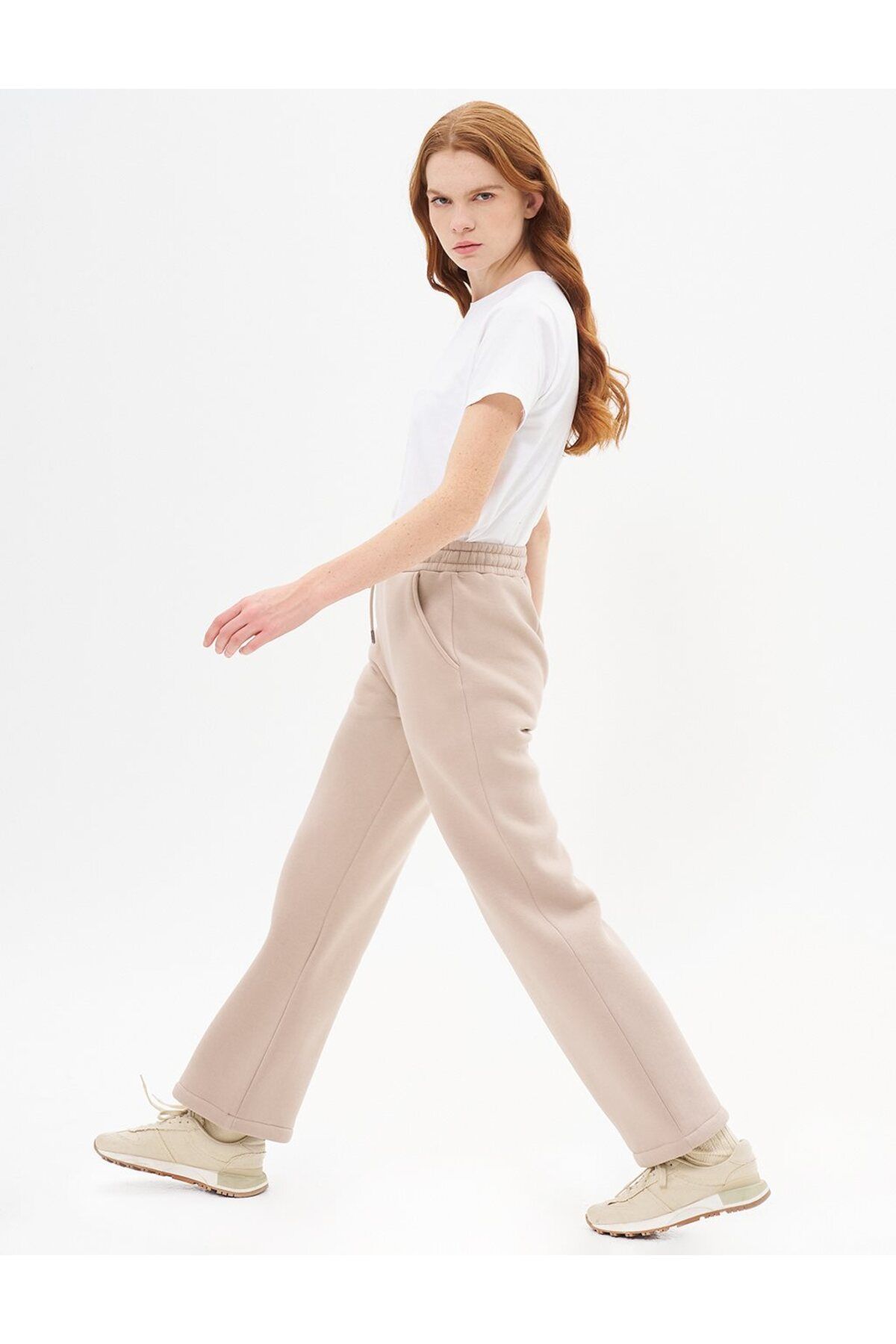 Kayra-Stone Color 3 Thread Trousers with Elastic Waist 2