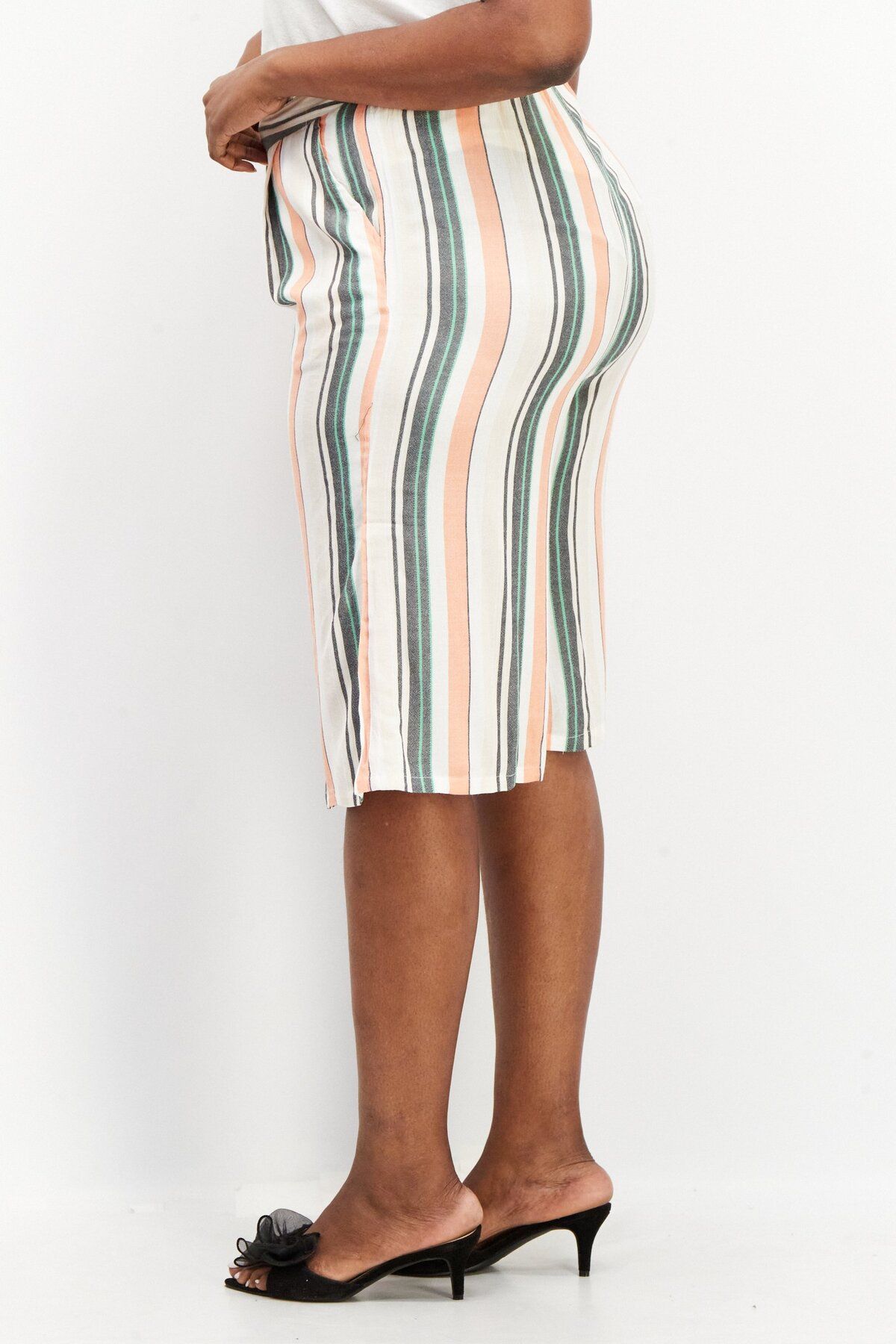 Asos Design-Women Regular Fit Stripe Tokong Pants, Cream Combo 2