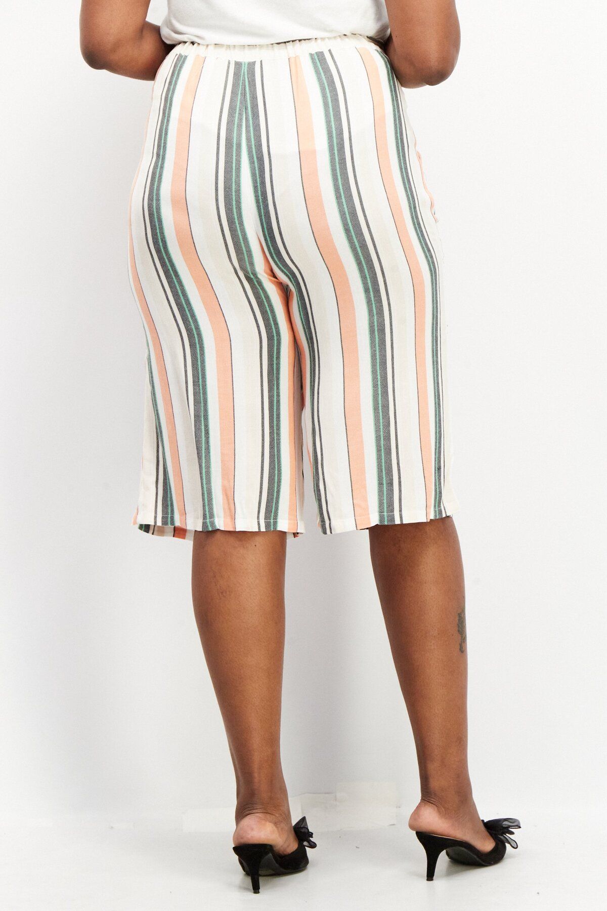 Asos Design-Women Regular Fit Stripe Tokong Pants, Cream Combo 3