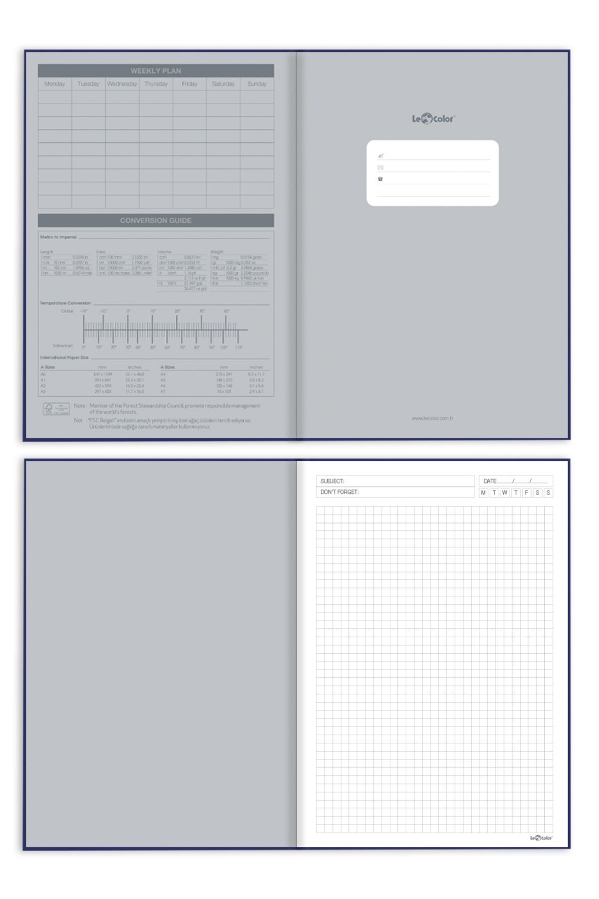 Le Color-Kraft Office Notebook Checked Navy Blue 2