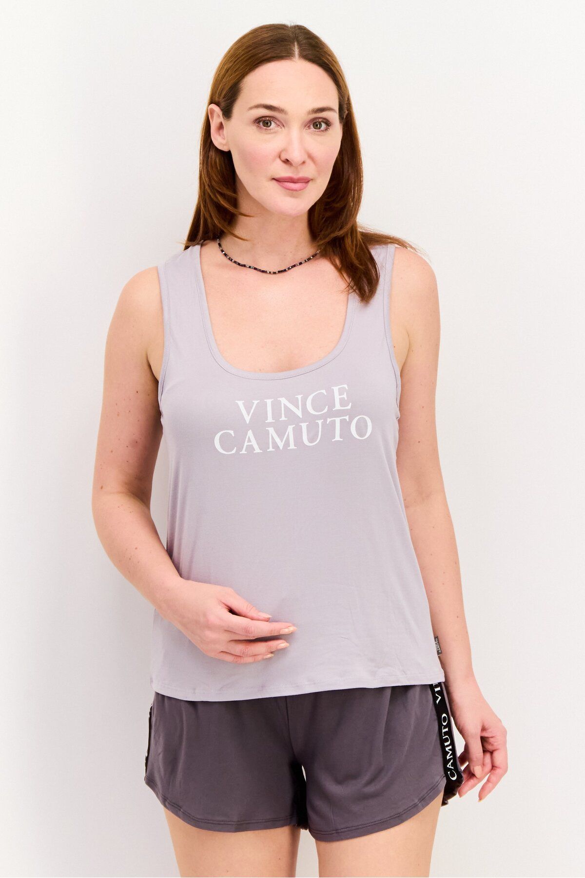 Vince Camuto-Women 2 Pieces Brand Logo Sleepwear Set, Grey 1