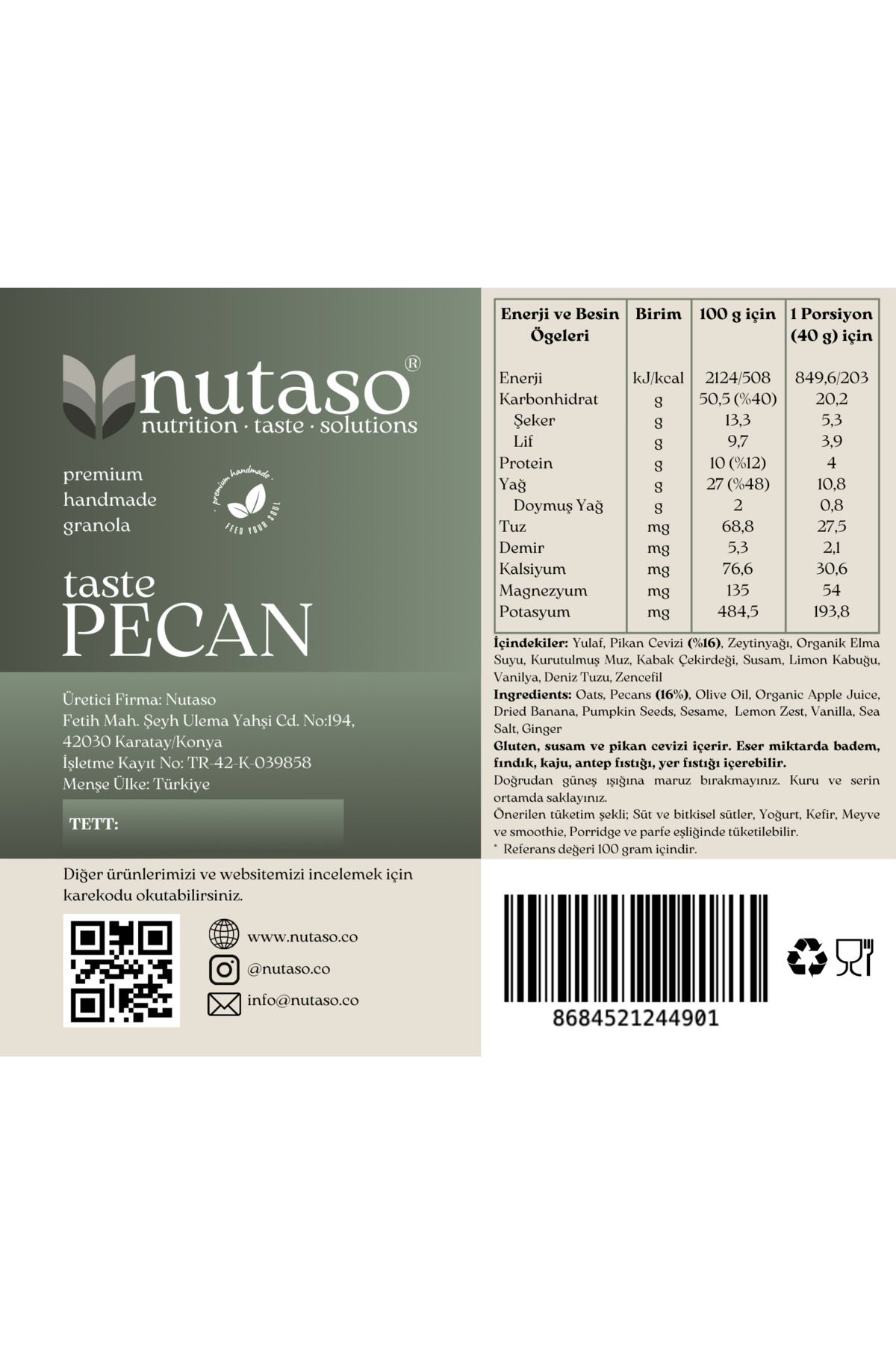 nutaso nutrition taste solutions Pecan, Salty, Berry Granola (320 g x 3)