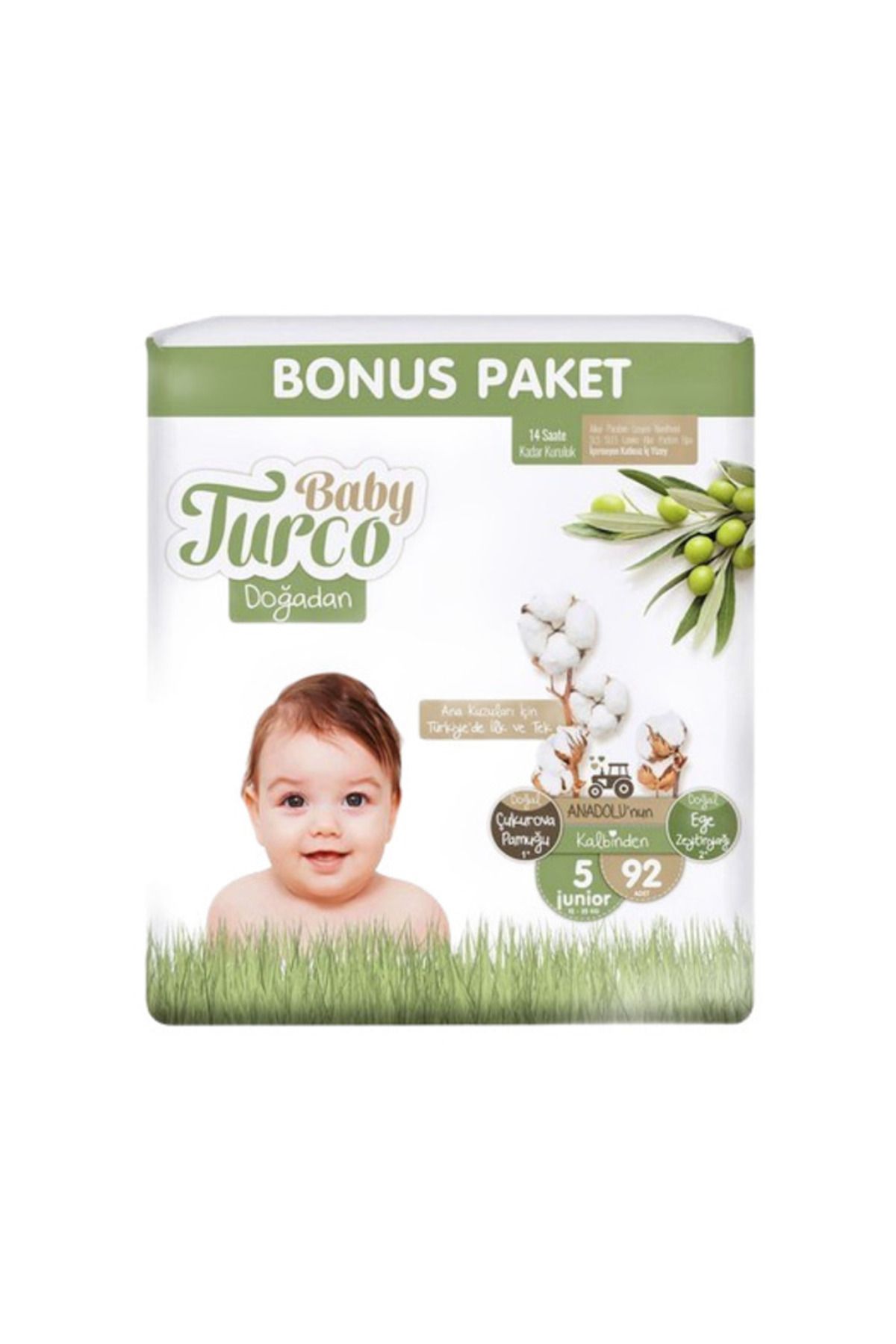 Baby Turco Bebek Bezi Doğadan Bonus Paket No:5 92'li