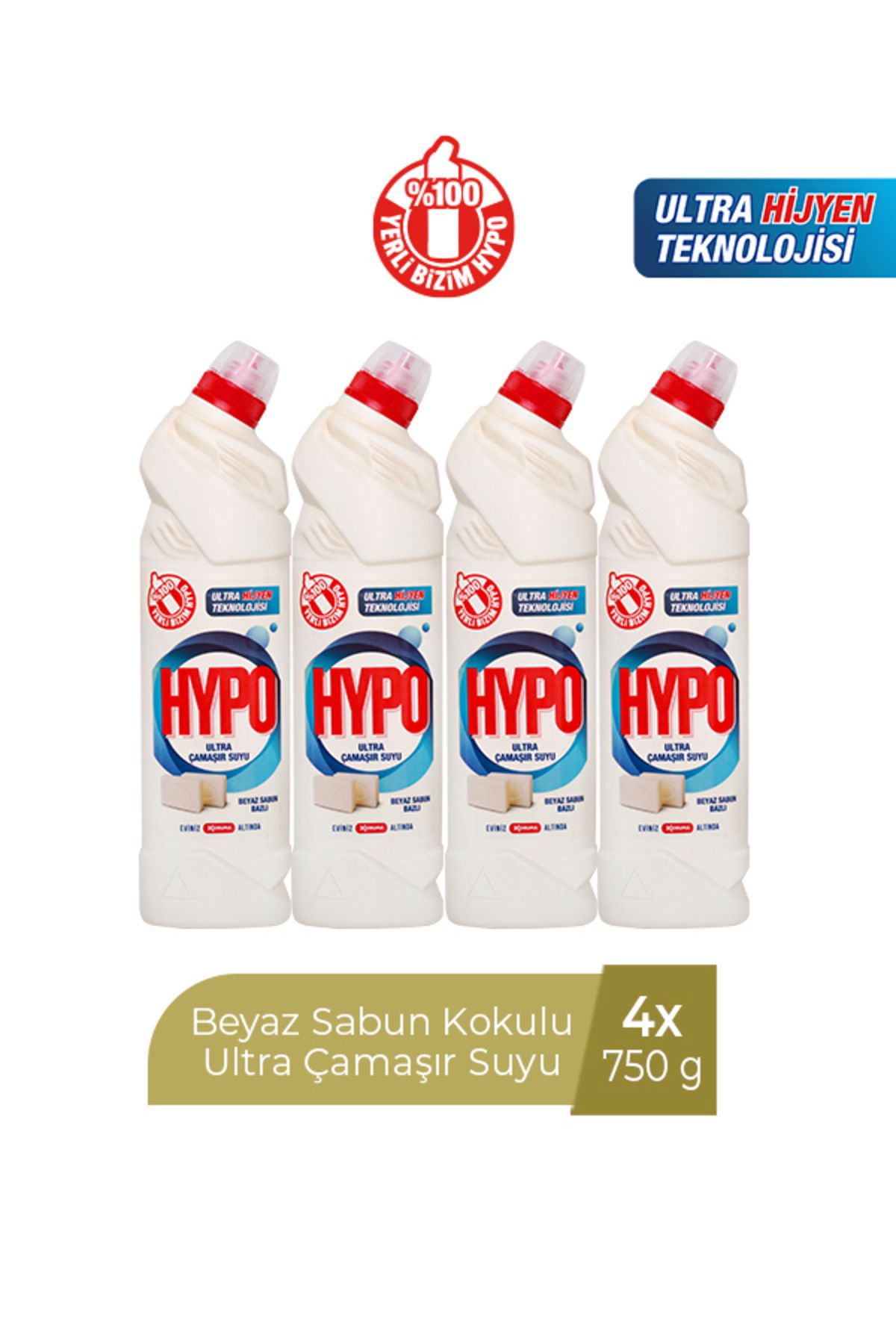 Hyper Hypo ULTRA ÇAMAŞIR SUYU BEYAZ SABUN 750 GR X 4 ADET