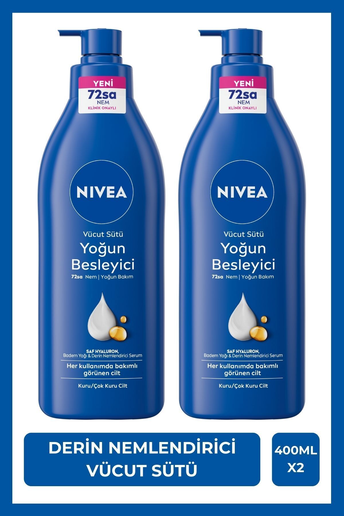 NIVEA Vücut Sütü 400ml, Çok Kuru Ciltler İçin Nemlendirici X2Adet SAKLI G