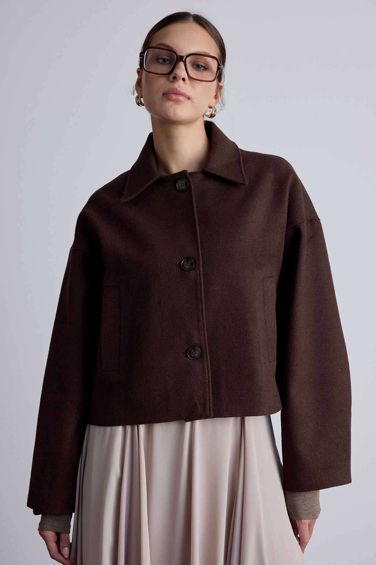 Manuka-Short Cut Dorı Wool Cashew Coat - Brown 1