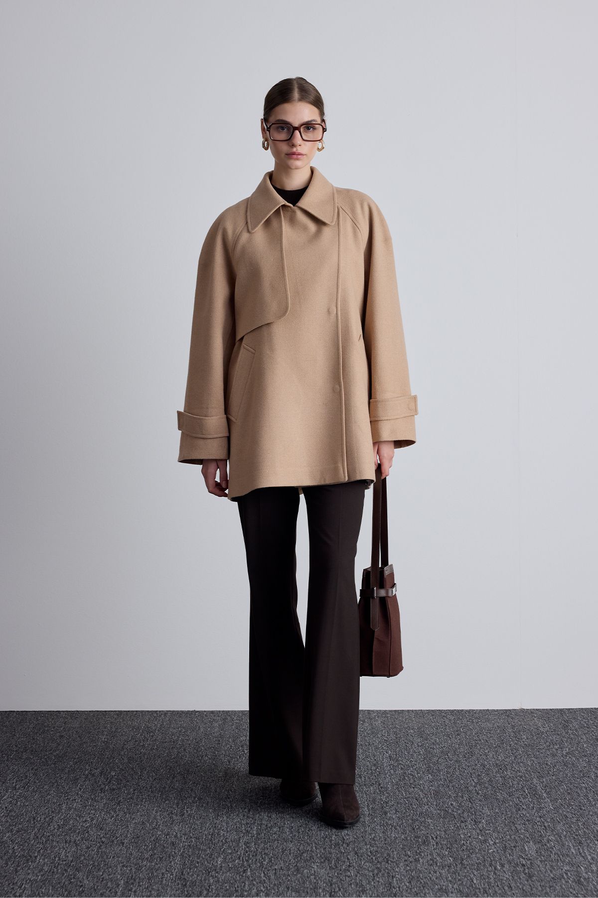 Manuka-Palton Camel Trench cu două piept - MARİ 2