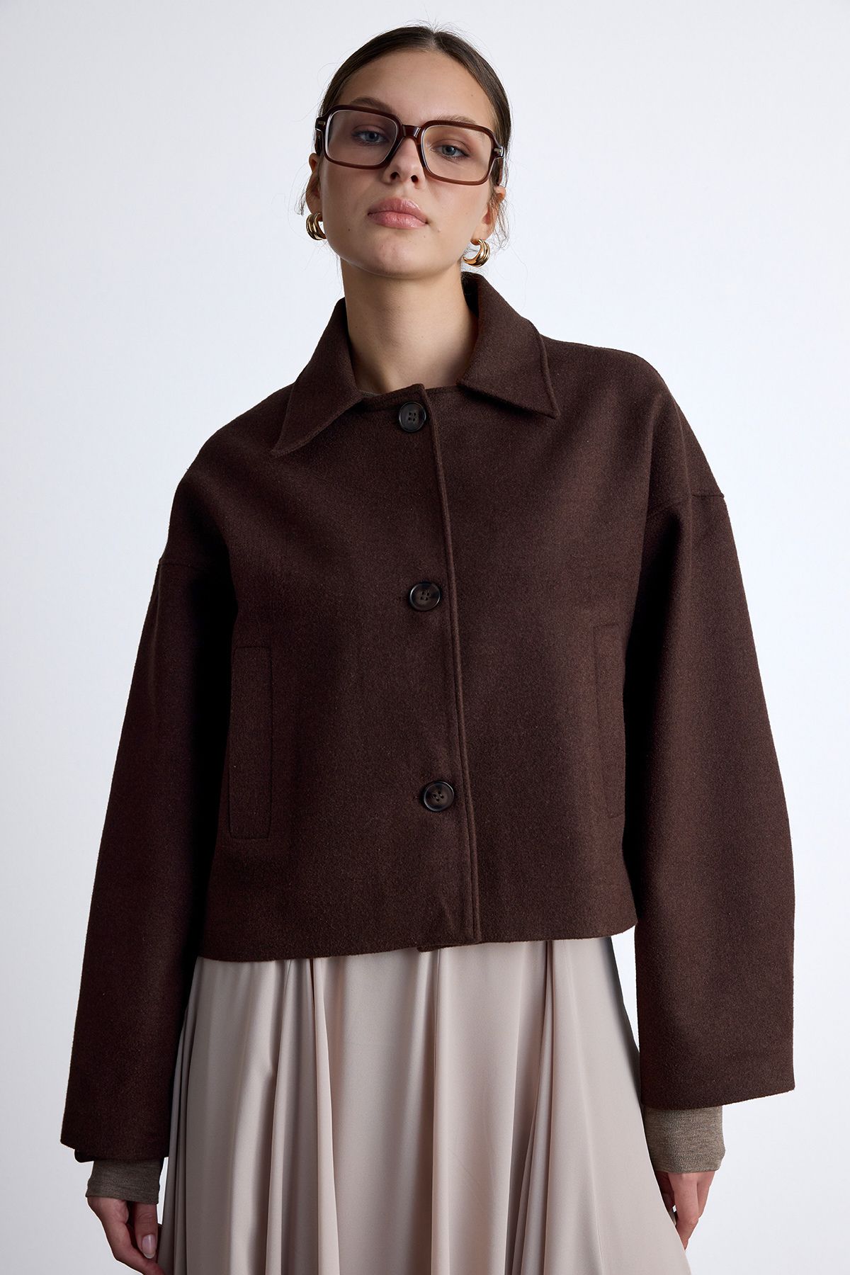 Manuka-Short Cut Dorı Wool Cashew Coat - Brown 8