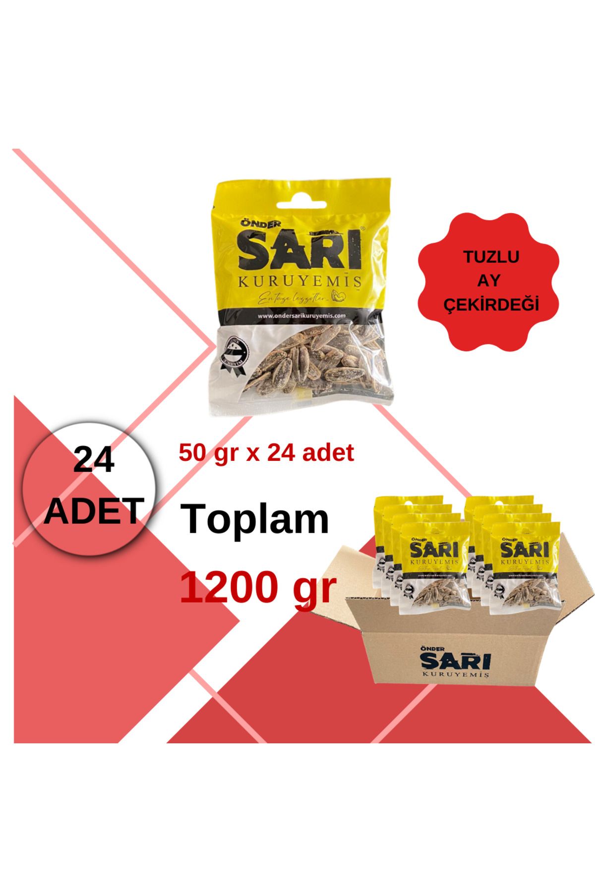 Önder Sarı Kuruyemiş Tuzlu Ay Çekirdeği Aç Bitir Paket 50 Gr x 24 Adet