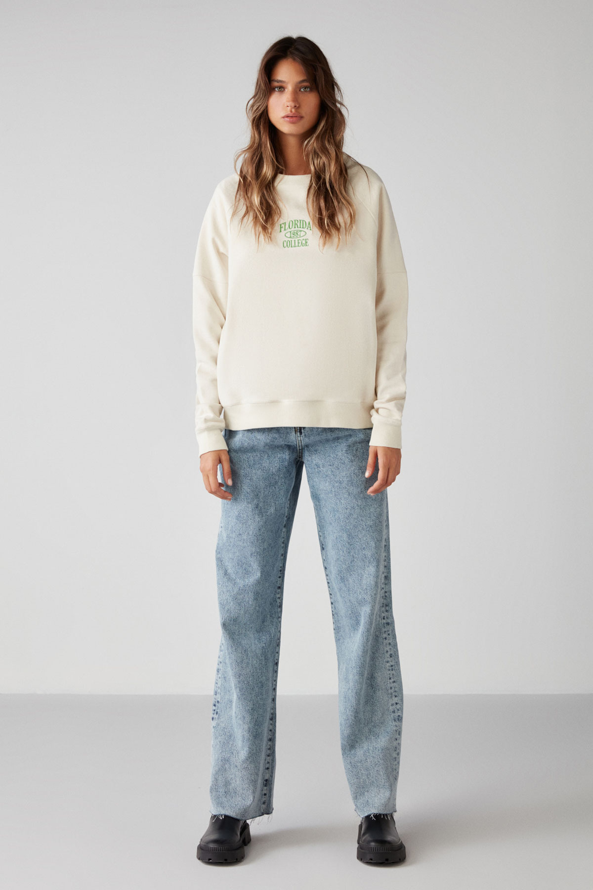 GRIMELANGE  TEMI Kadın Sıcak Tutan Ekru Sweatshirt - Görsel 3