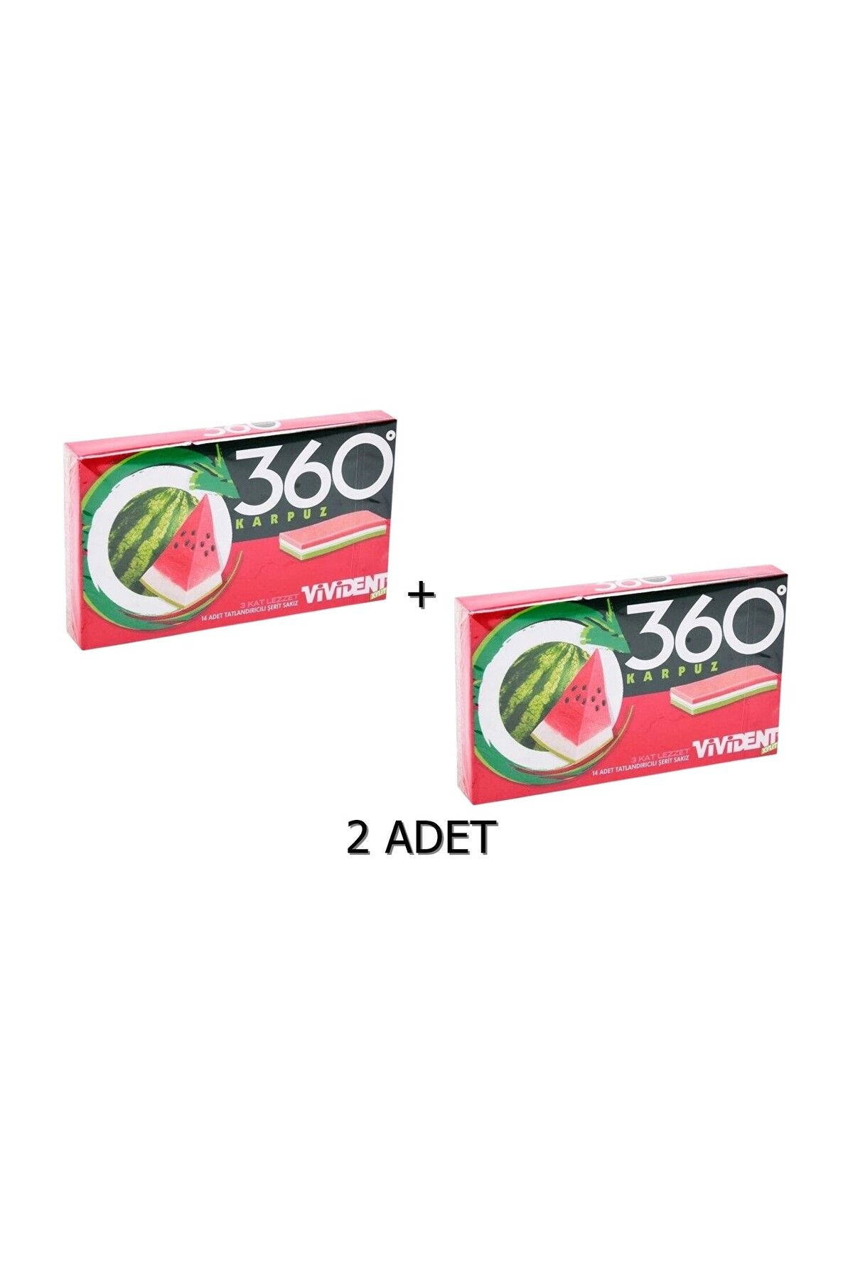 Vivident 360 Karpuz Aromalı Şekersiz-Tatlandırıcılı Şerit Sakız 33g (2 ADET)