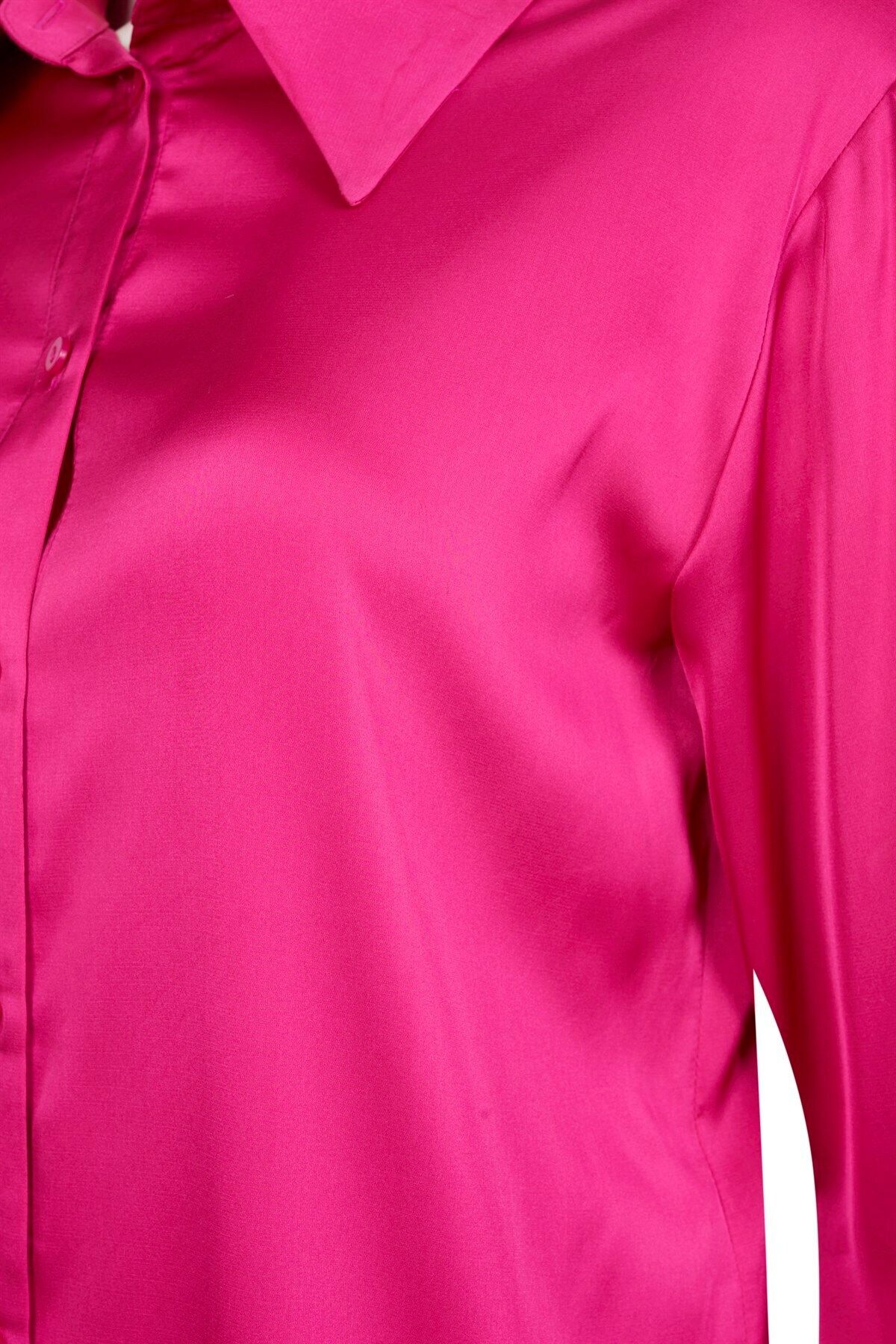 Beauty Omelette-Satin Fuchsia Shirt - Draped Design 3