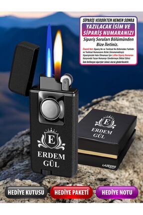 LAZZERS HEDİYELİK Kişiye Özel İsimli Lüks Kutulu Tuşlu Çift Ateşli Baş Harf T...