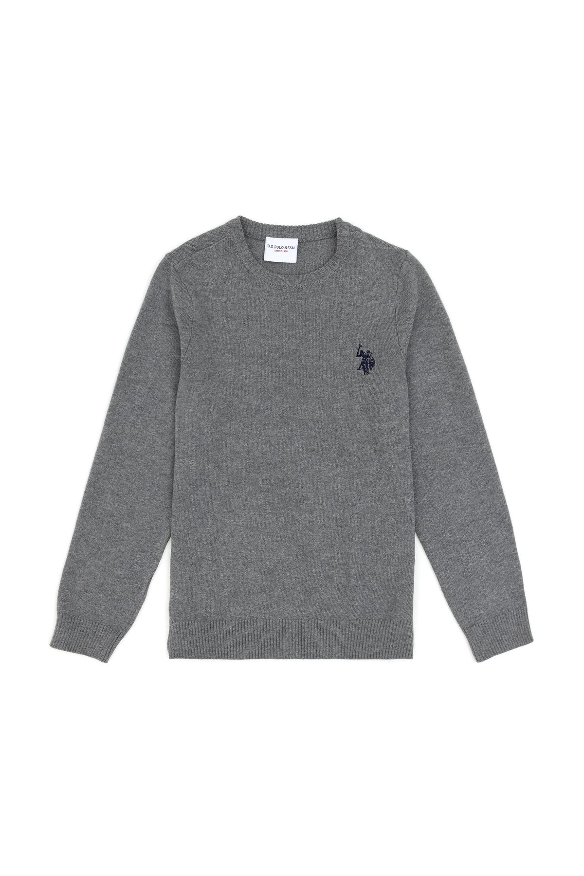 U.S. Polo Assn.-Boy's Gray Melange Basic Crew Neck Sweater 50294188 -Vr086 3