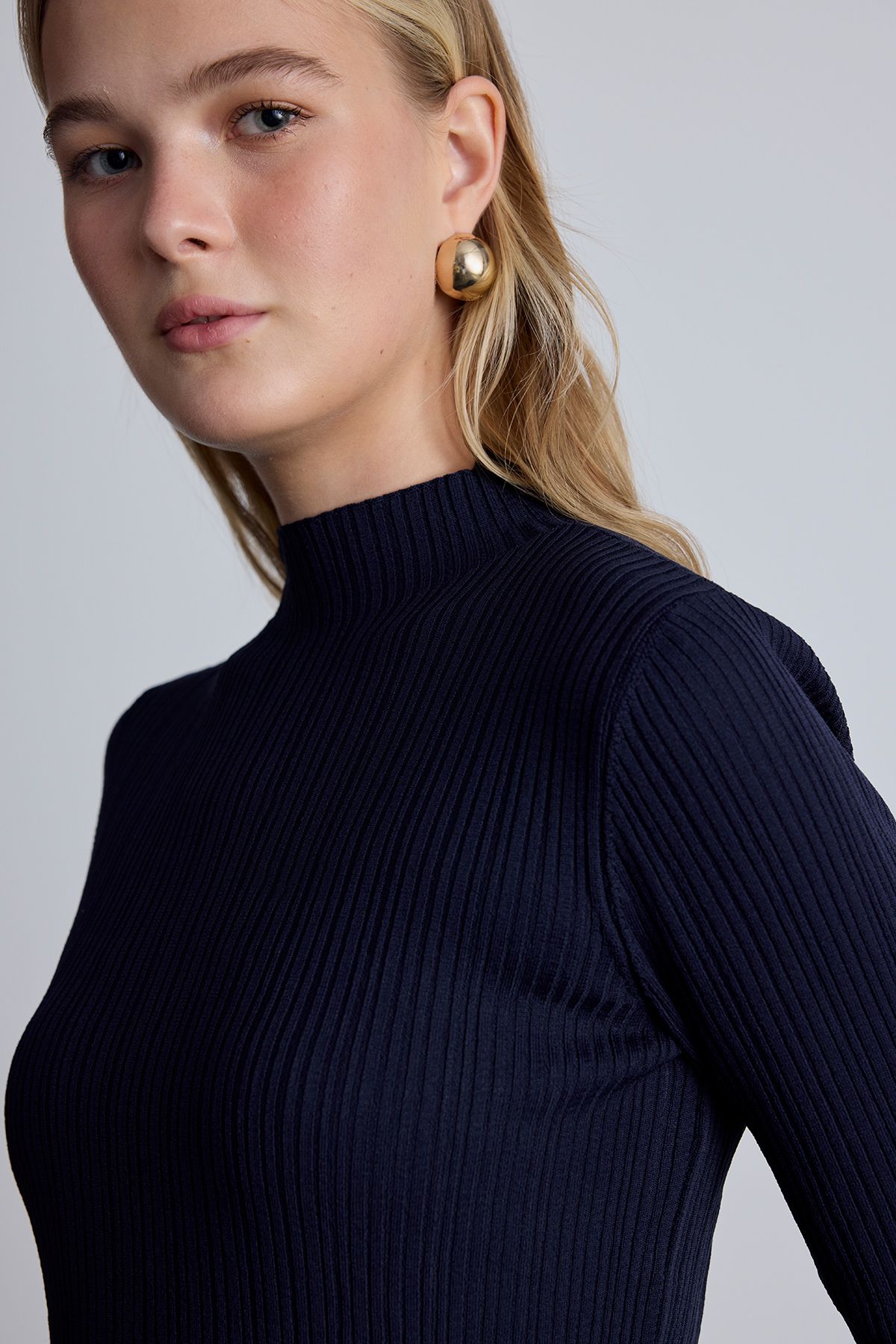 Manuka-High Collar Kit Bluz Navy Blue 4