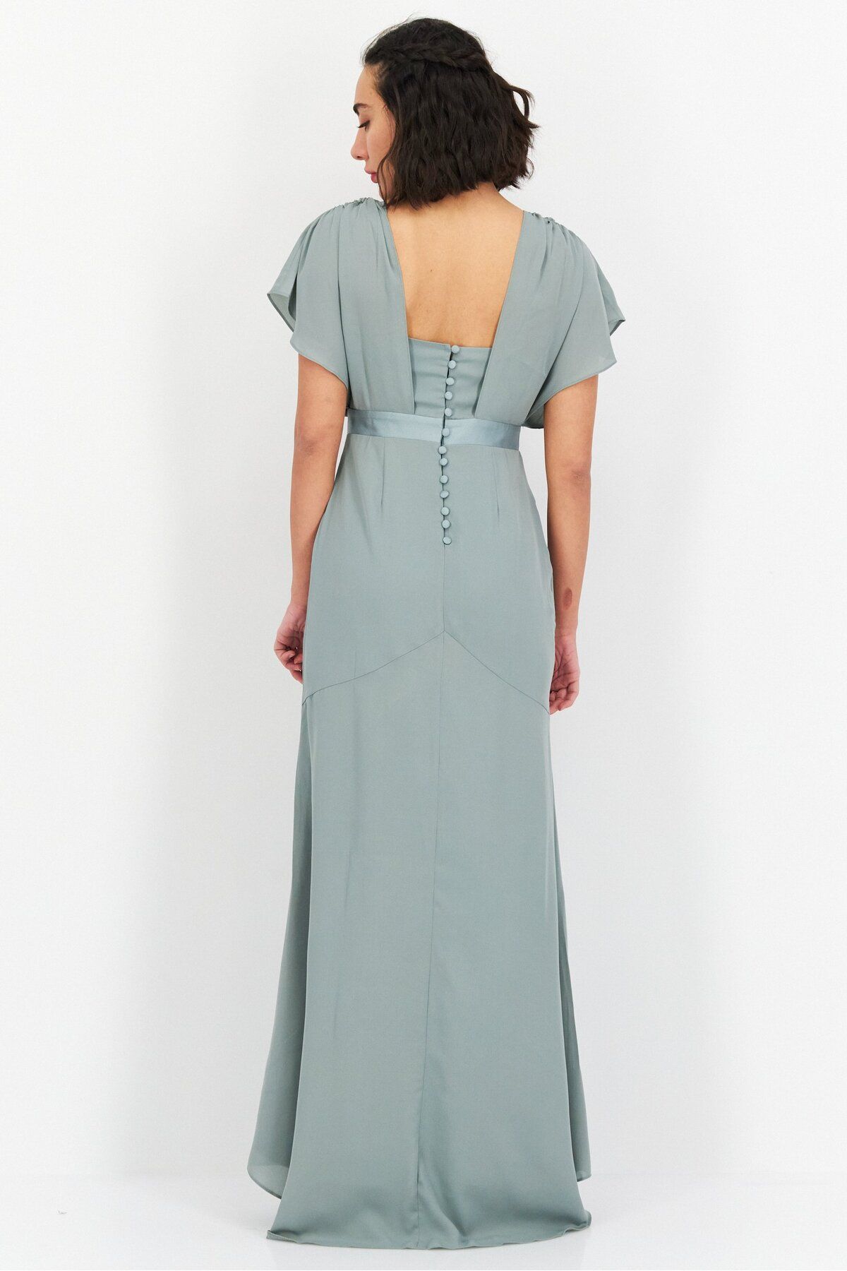Asos Design-Women Cowl Neck Plain Bridesmaid Dress, Sage Green 3