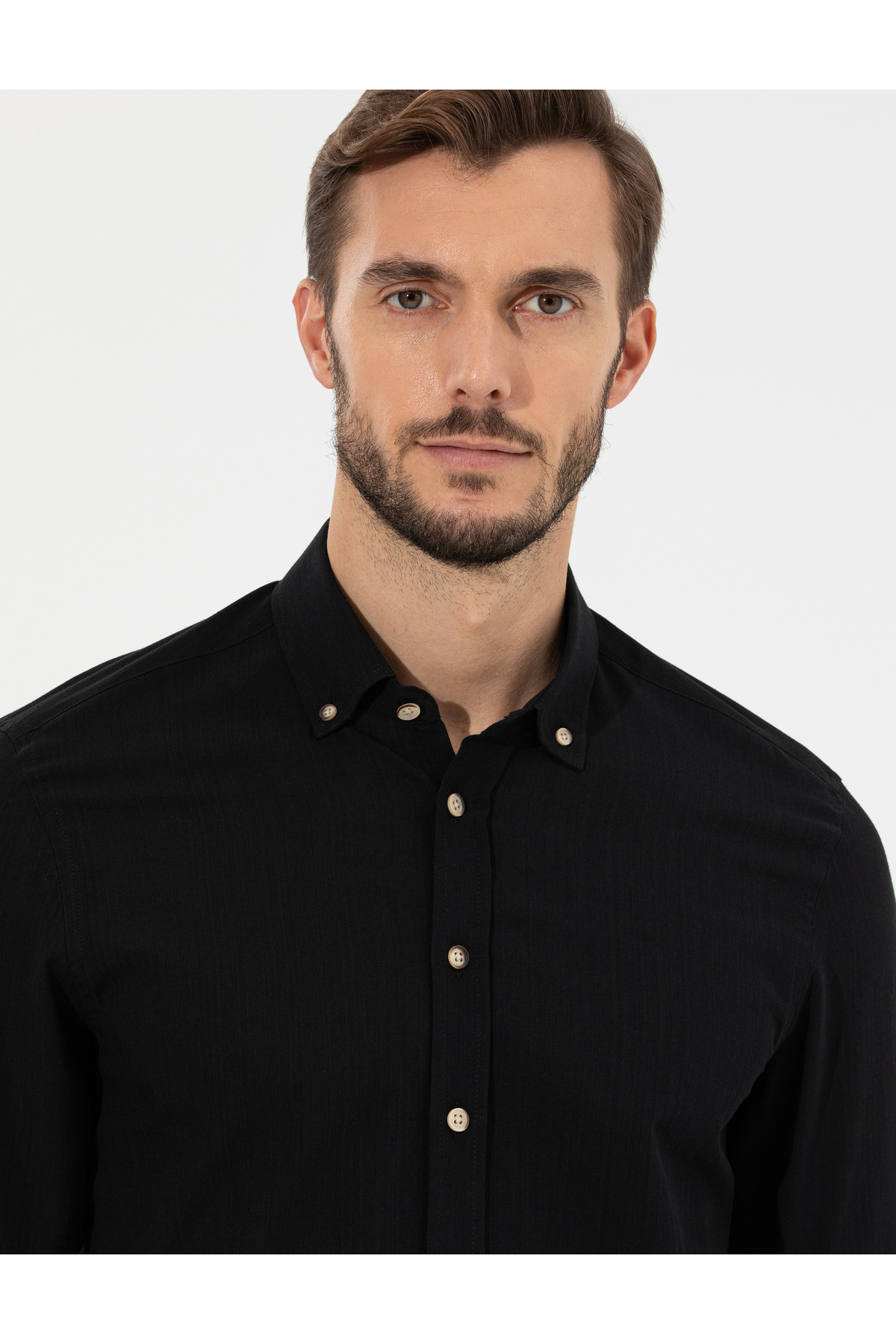 Pierre Cardin  Siyah Slim Fit Uzun Kollu Gömlek 50268183-VR046 - Görsel 2