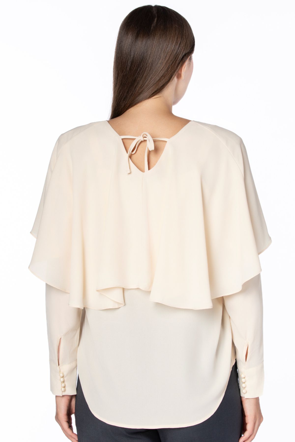 RİNA-Skm/ Back To Work Fashion Blouse Beige 3