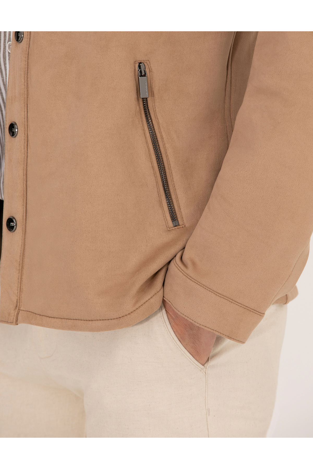 Pierre Cardin Bej Suni Deri Ceket 50273469-591 görsel 7