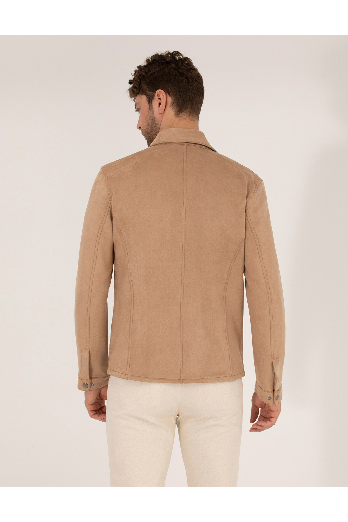Pierre Cardin Bej Suni Deri Ceket 50273469-591 görsel 5
