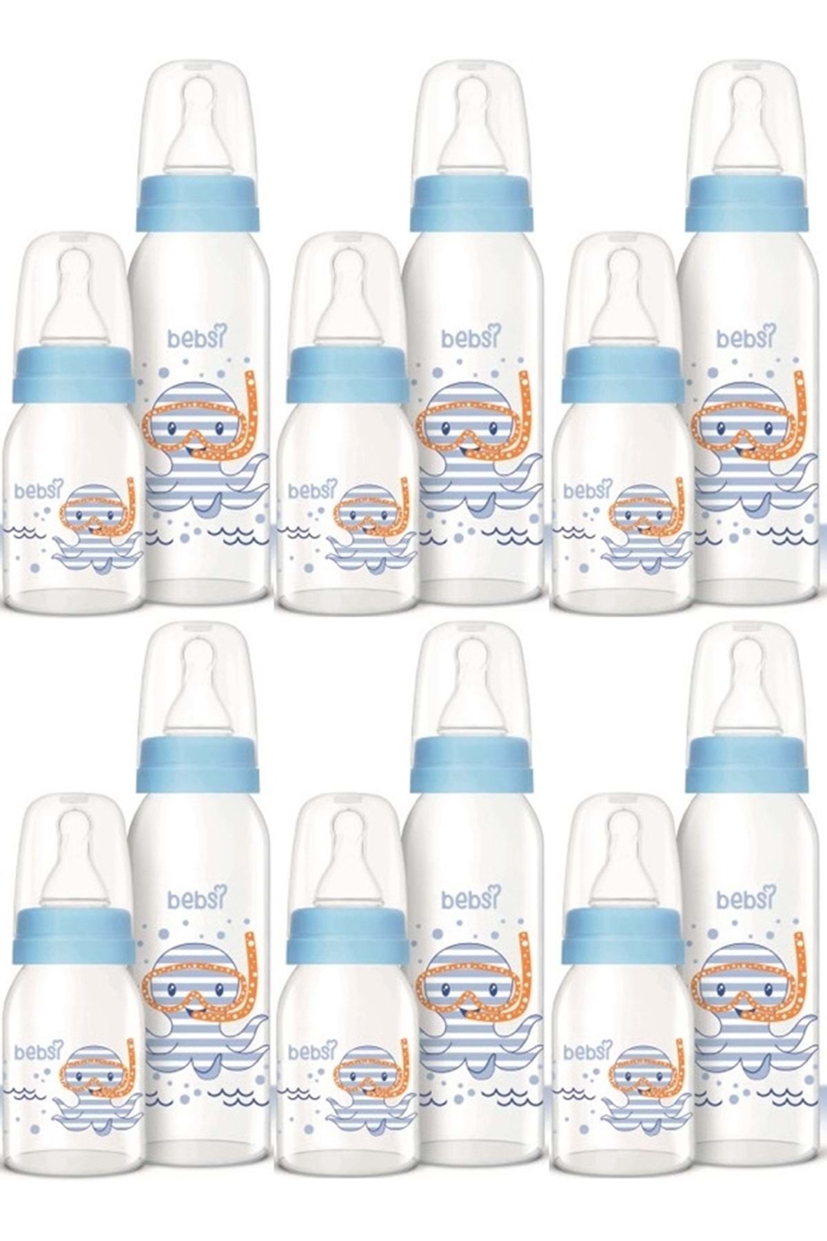 Bebsi Cam Biberon Seti Mavi (250ML+125ML) (6 Lı Set)