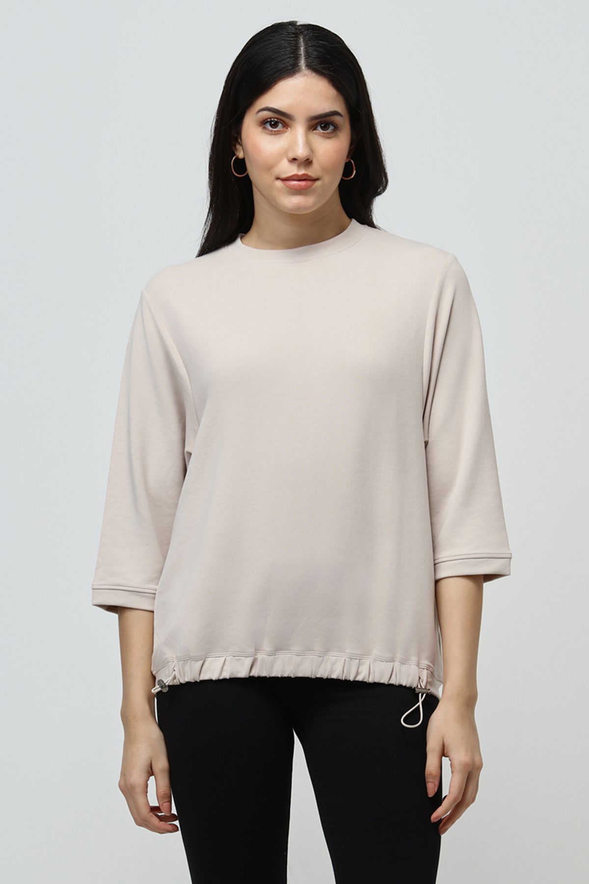RİNA-Muted Abstract T-shirt Beige 1