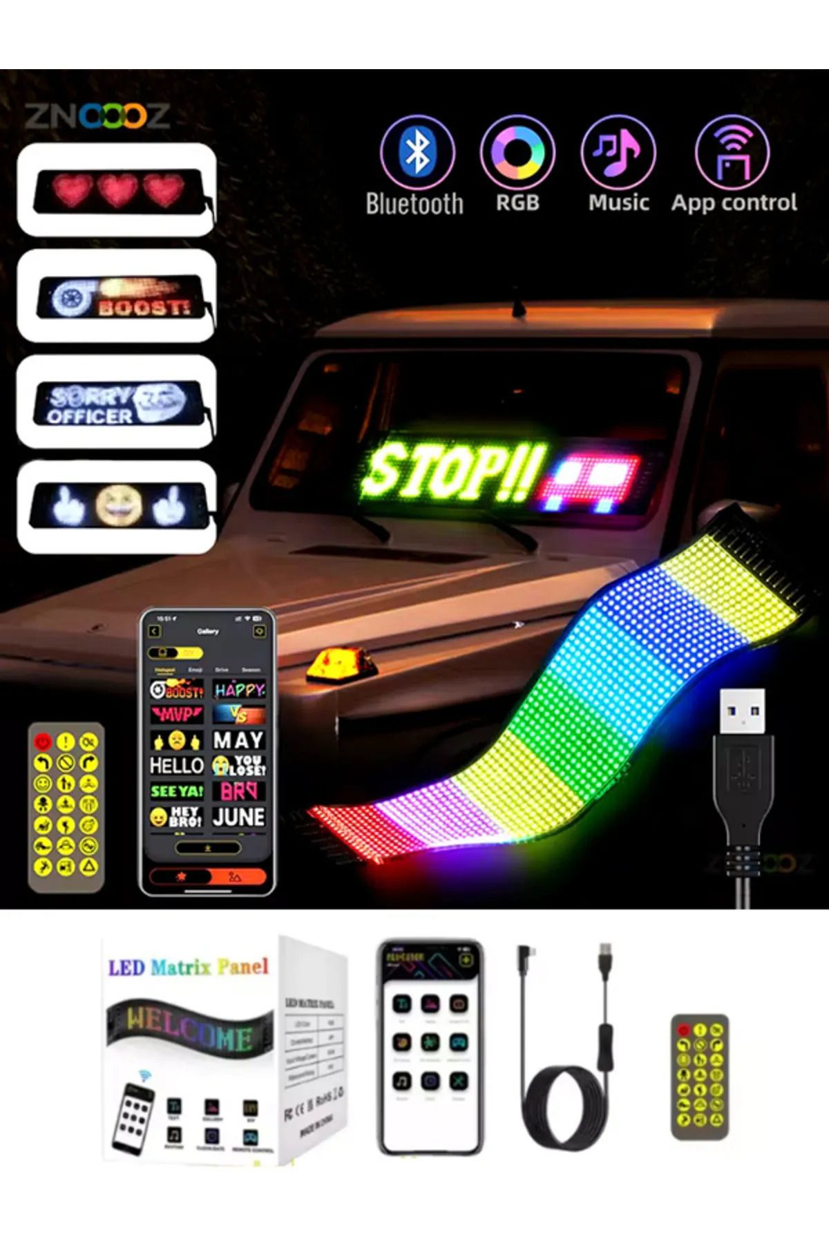 MATECHNO-Rgb Led Matrix Panel - App Control Controlled, Workplace Automobile Truck Sticking Screen 2