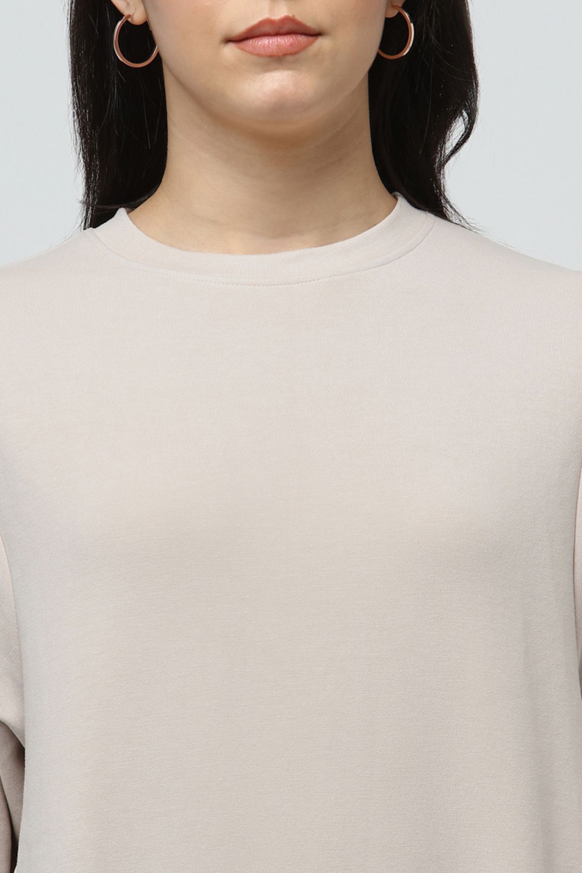 RİNA-Muted Abstract T-shirt Beige 4