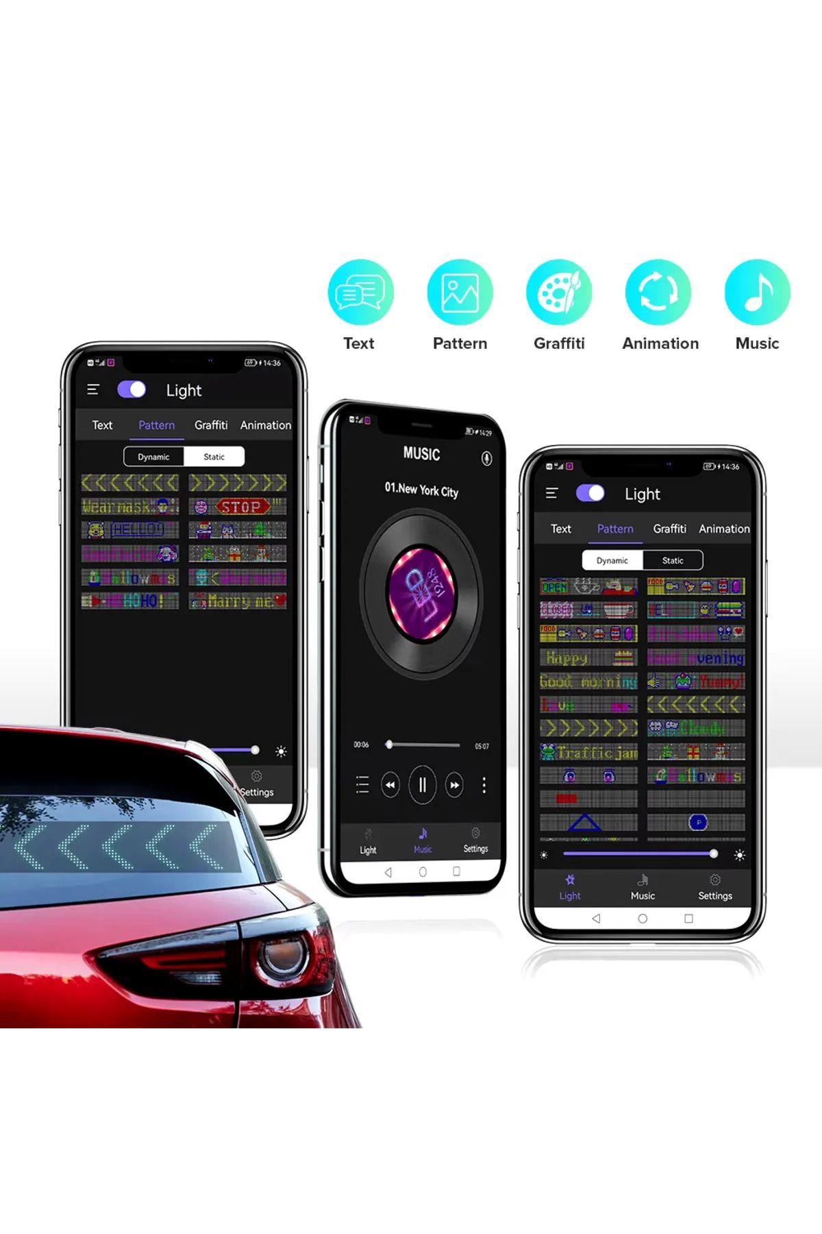 MATECHNO-Rgb Led Matrix Panel - App Control Controlled, Workplace Automobile Truck Sticking Screen 3