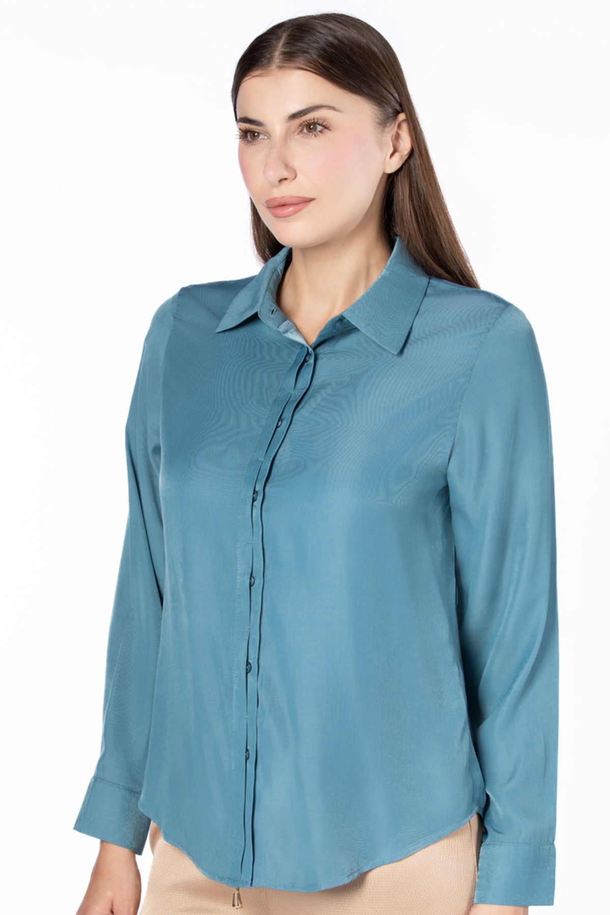 RİNA-Abstract Neutrals Shirt Blue 2