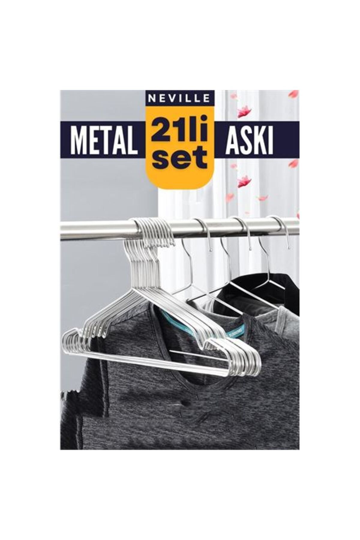 KfksStore Engithalat Neville 21 Adet Metal Askı Seti