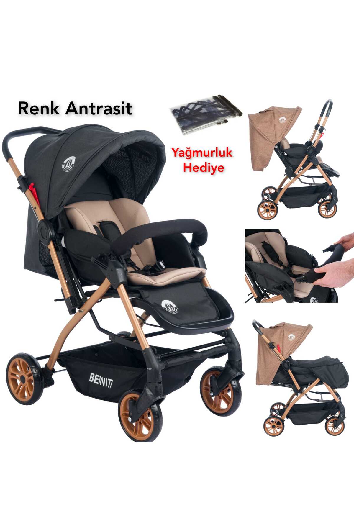 4KİDS Bebek Çeyiz Seti Çift Yön Bebek Arabası Puset Sallanır Bebek Beşiği Yürüteç Anakucağı Bebek Seti fotoğrafı 2 (önizleme)