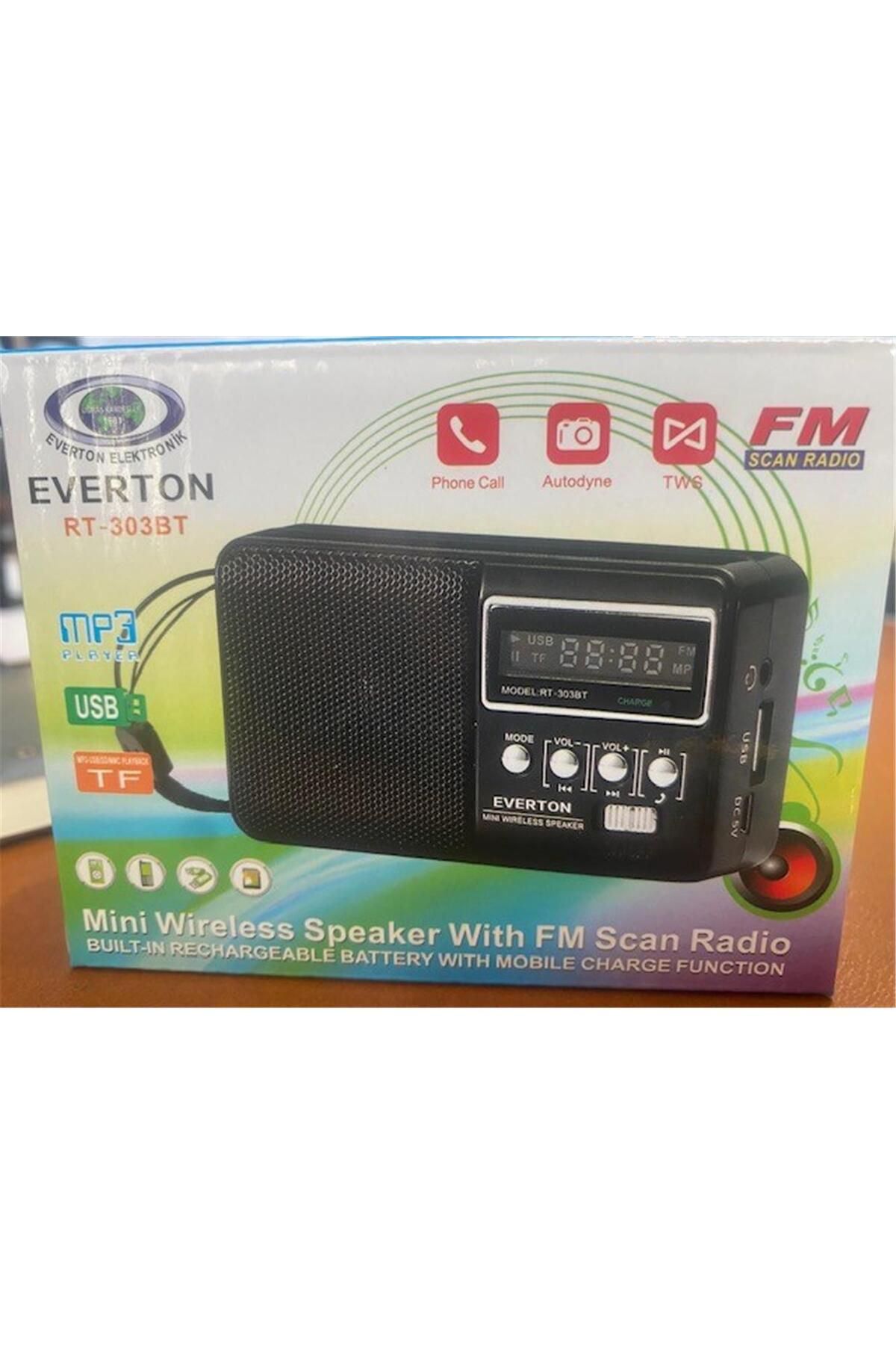 Vobotek Teknoloji Everton Rt-303Bt Fm-Usb-Tf Şarjlı Dijital Göstergeli Radyo