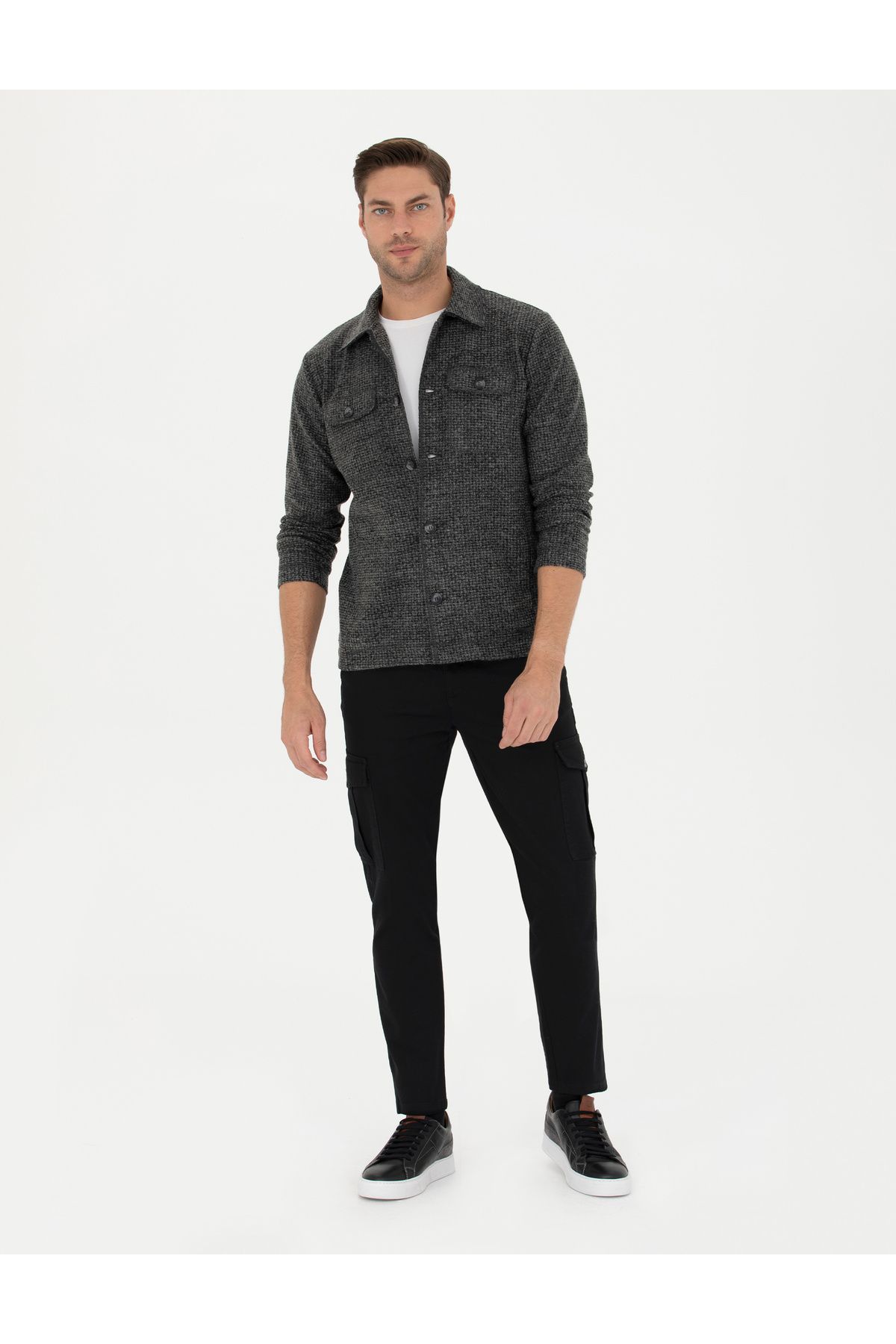 شلوار کانواس باریک مشکی 50278439-VR046 Pierre Cardin