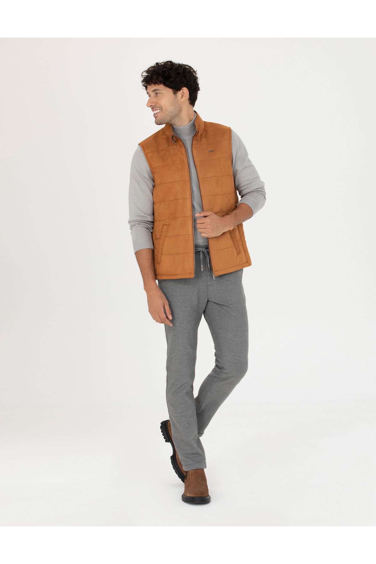 شلوار بوم باریک خاکستری 50278467-VR024 Pierre Cardin