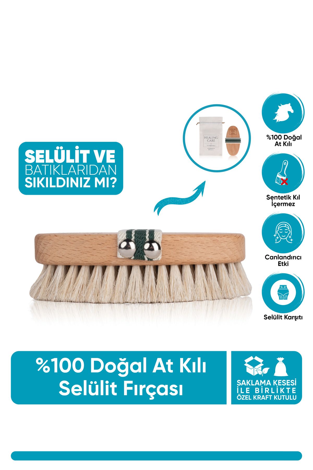 Healing Care Doğal At Kılı Selülit Fırçası