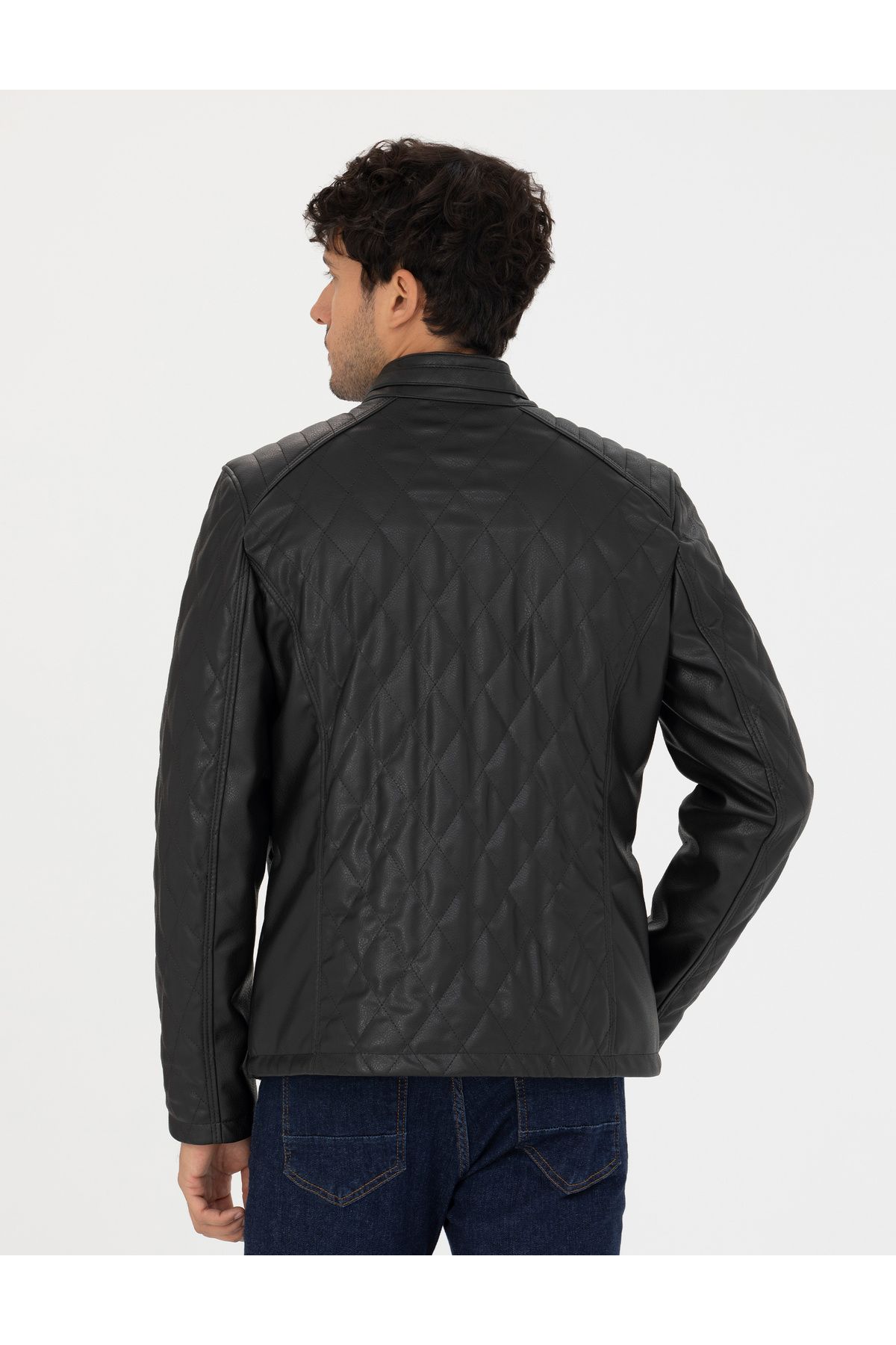 کت مشکی مردانه ژاکت چرمی قهوه ای 400 Pierre Cardin