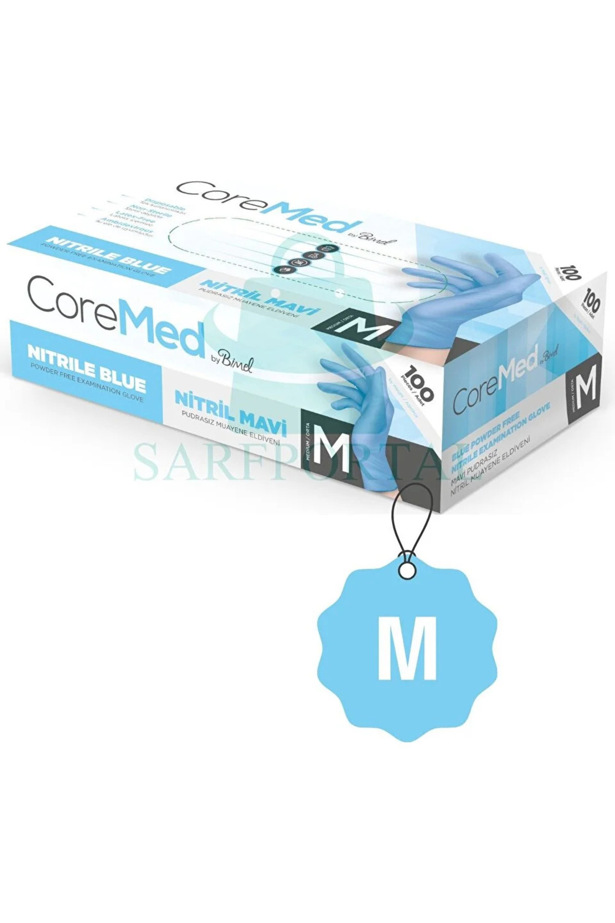 COREMED MAVİ NİTRİL ELDİVEN M BEDEN PUDRASIZ 2 KUTU