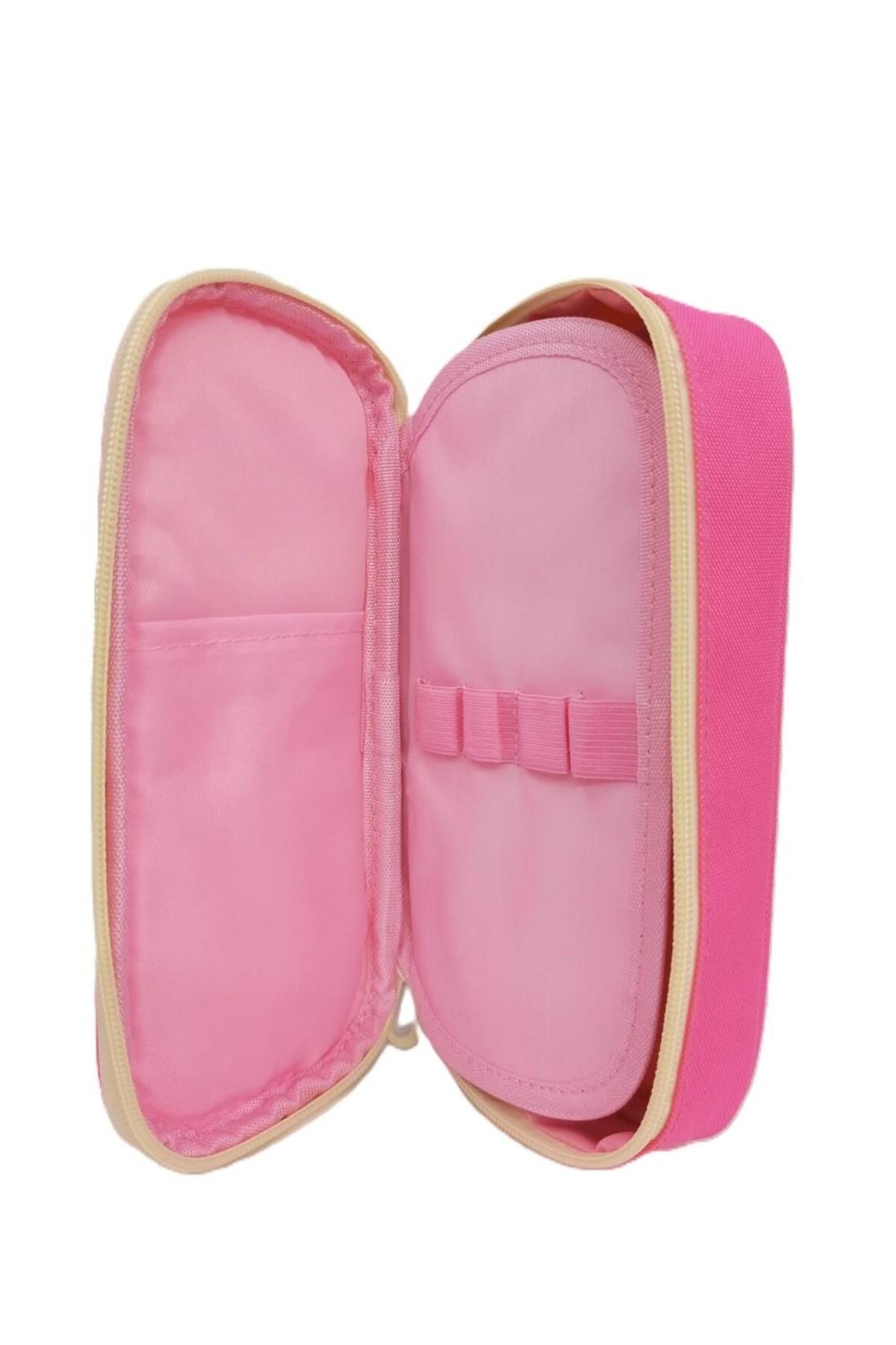 SYG-Sequin Bear Patterned Imported 1 Compartment Pencil Case - Syg12Pink 2