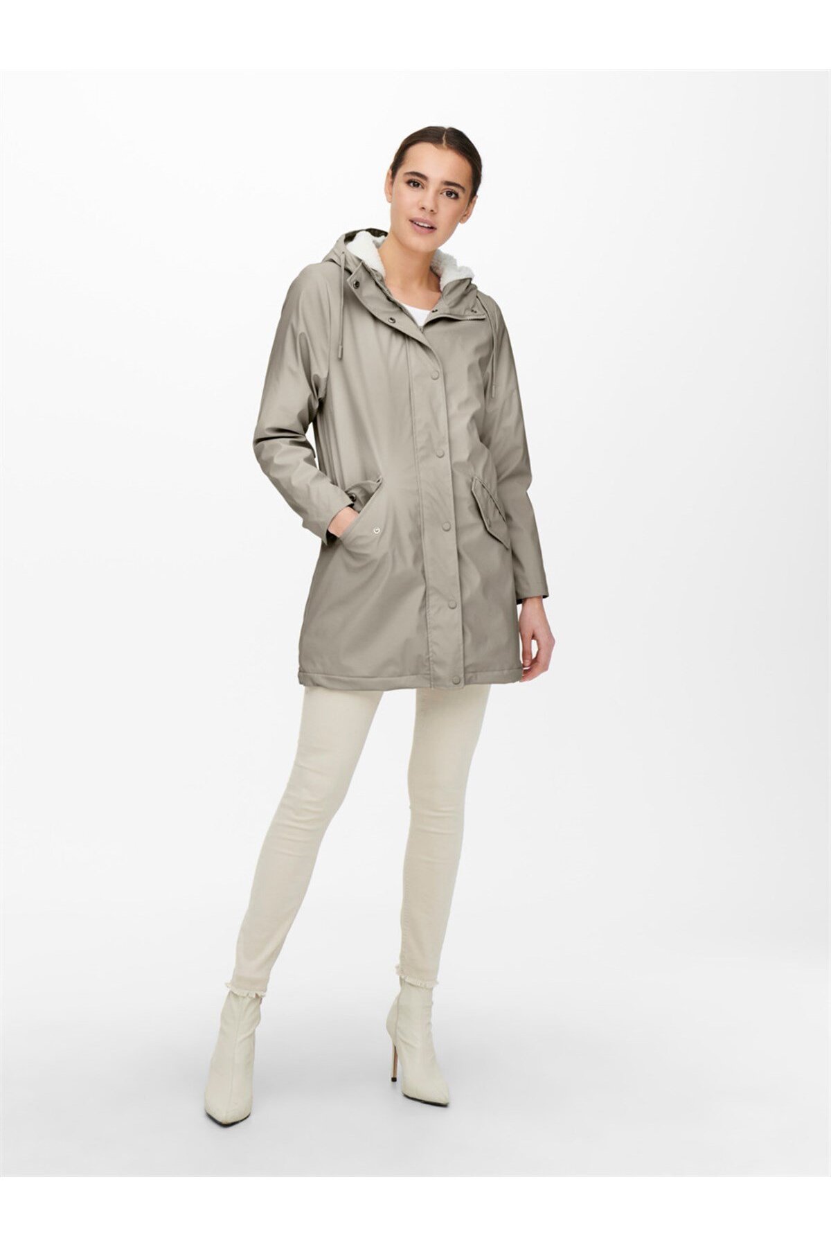 ONLY 15206116-Fw Onlsally Raıncoat Otw Noos Kadın Yağmurluk Kaban görsel 4