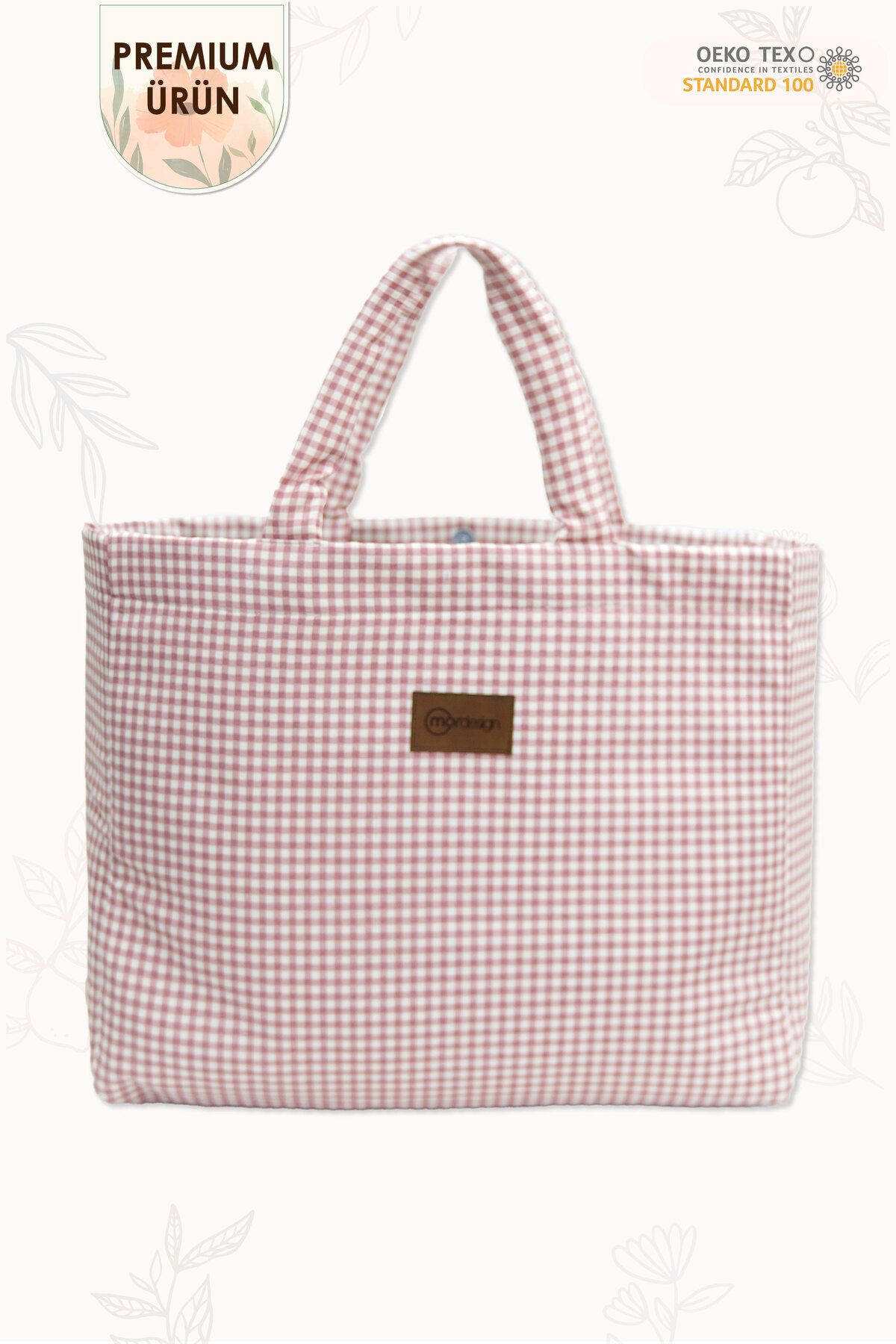 mordesign Panama Bag, Anne Bebek Bakım Çantası, Sıvı Geçirmez Çanta, XL Büyük Boy,Kadın Çantası,Gingham Serisi