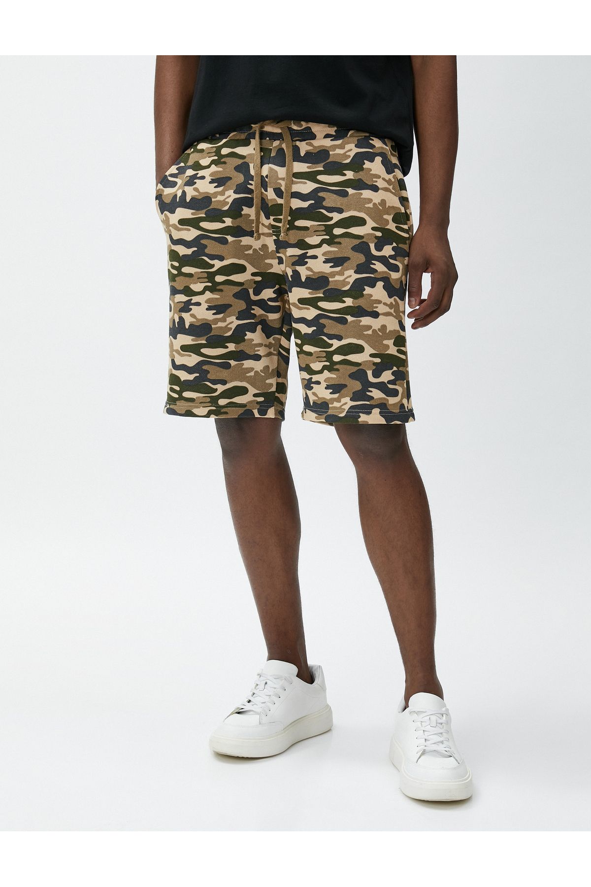 Koton-Camouflage Shorts with Pocket Detail and Laced Waist 3