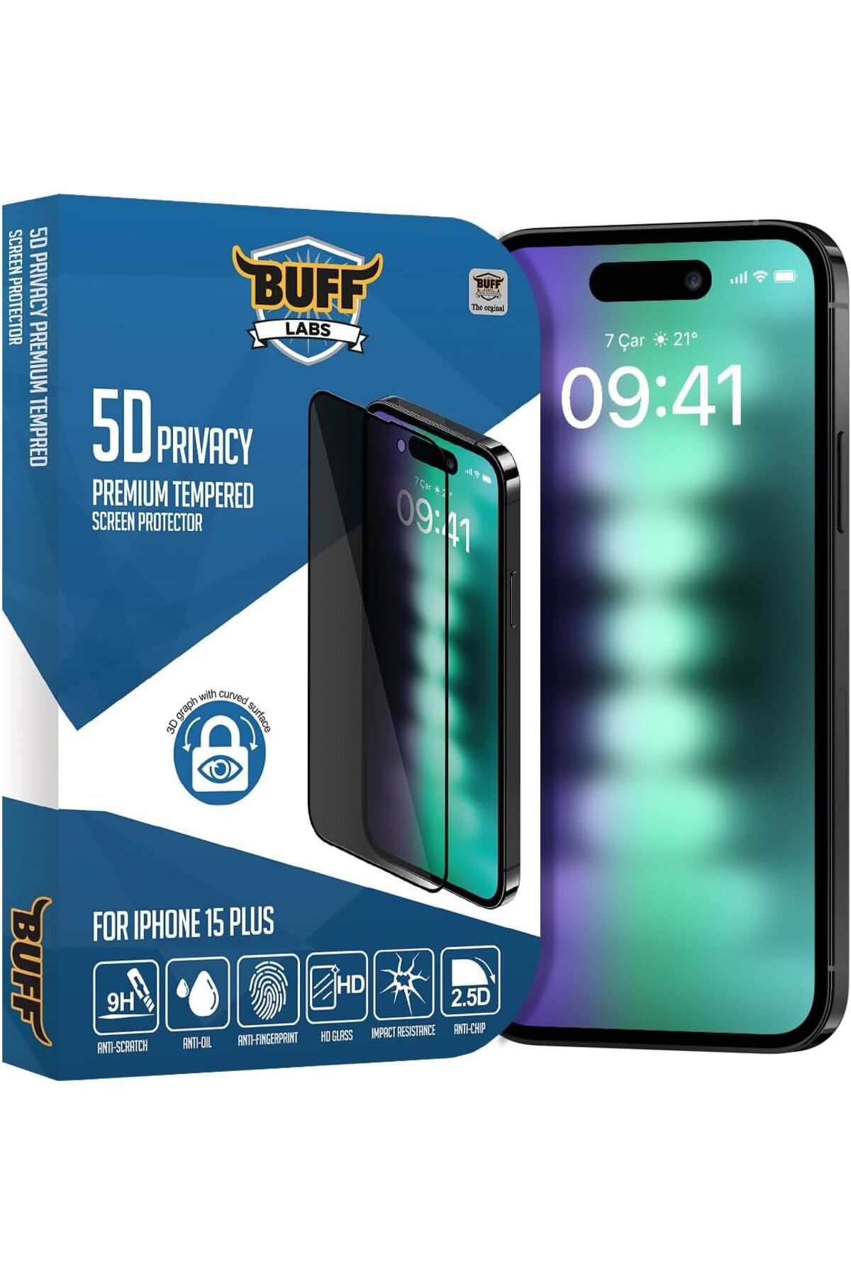 yusuftex srht LABS iPhone 15 Plus ile Uyumlu 5D Privacy Hayalet Ekran Koruyucu  721051