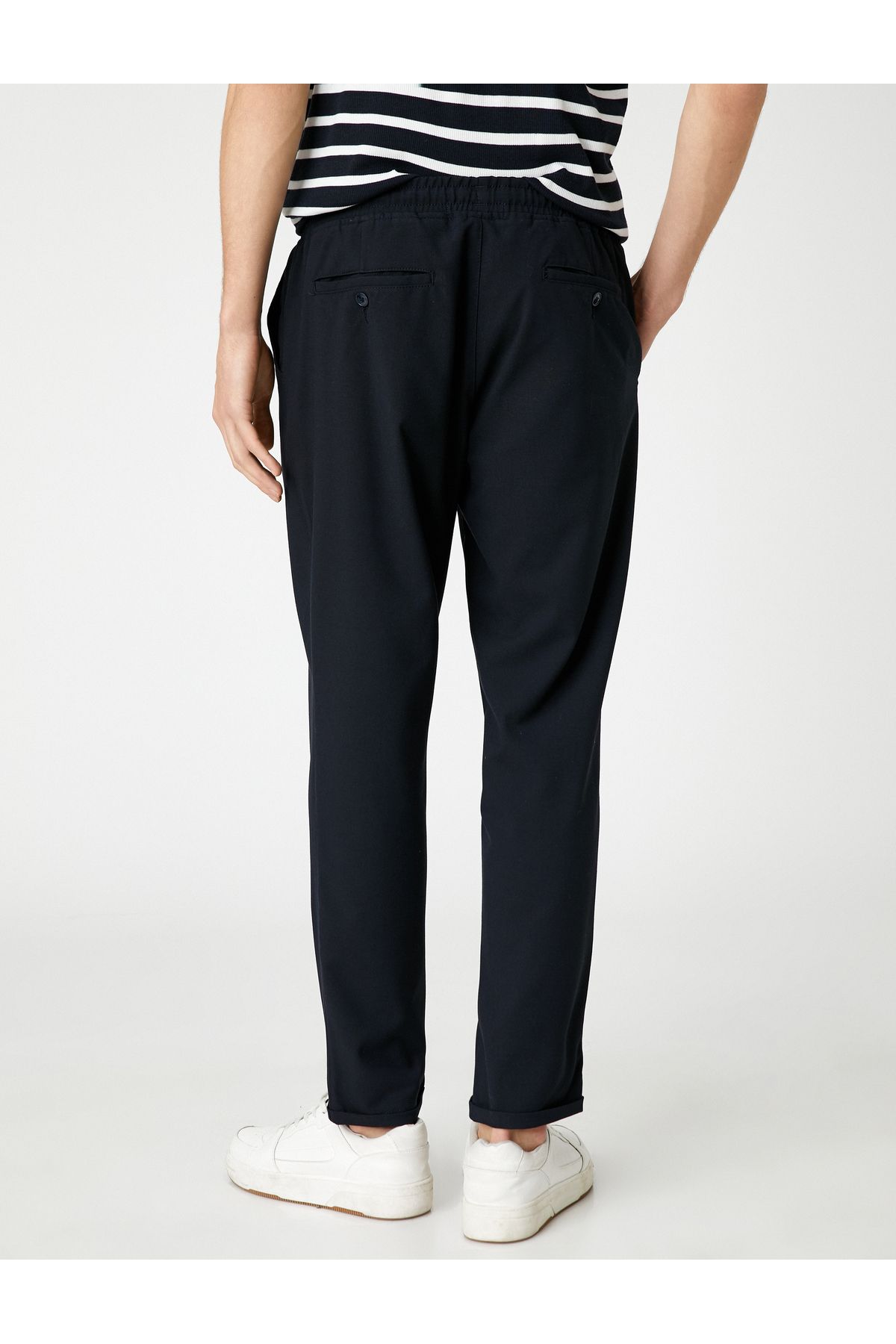 Koton-Basic Woven Trousers with Lace Waist and Pocket Detail 4