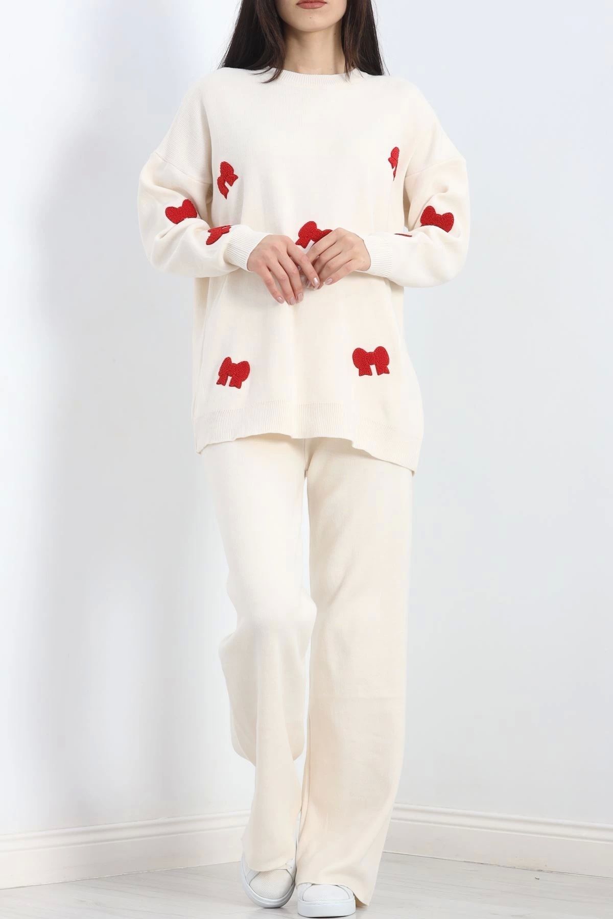 SaklıModa-Lattekred Ribbon Detailed Knitwear Set - 3113.1577 2